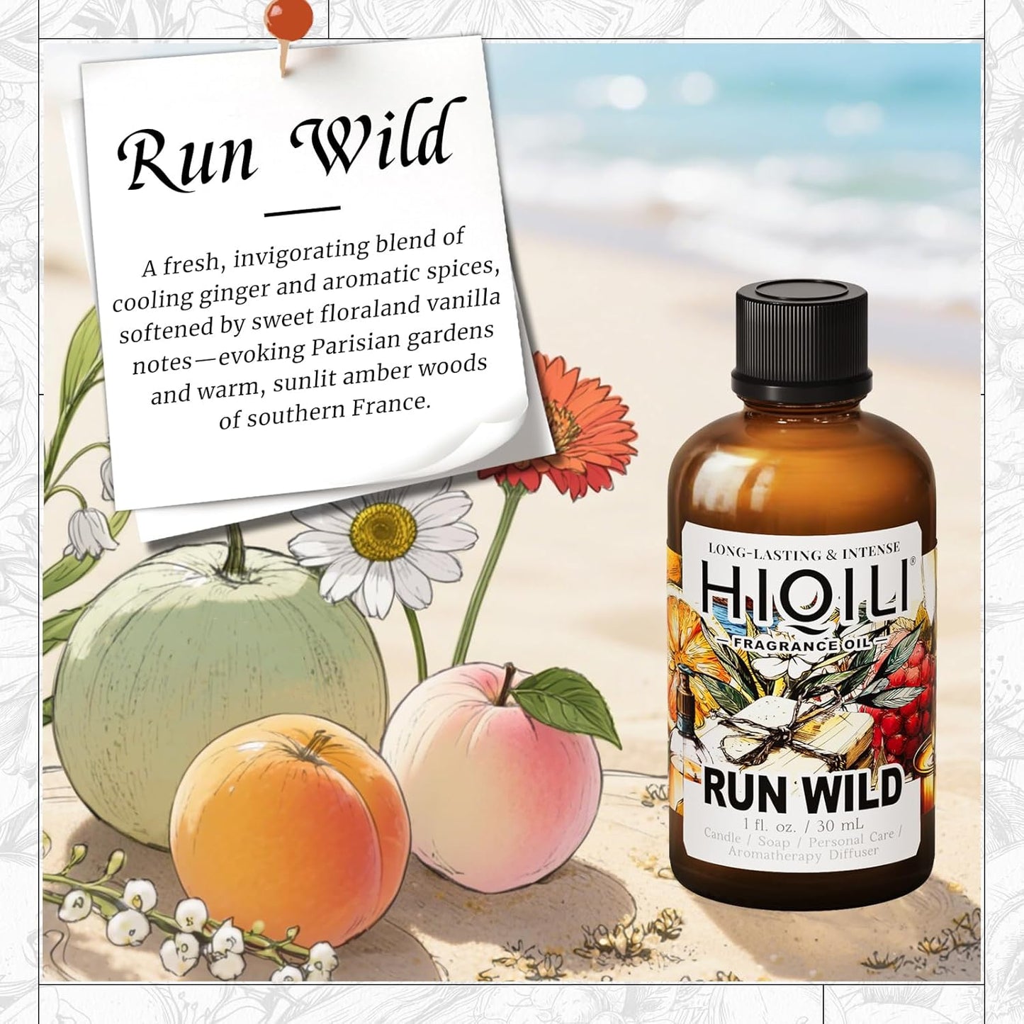 HIQILI Run Wild Fragrance Oil for Candle & Soap Making, Inspired by Cl.Klein E-Scape, Women's Perfume, Fresh Scents for Reed Diffuser, Wool Dryer Balls - 1 Fl Oz