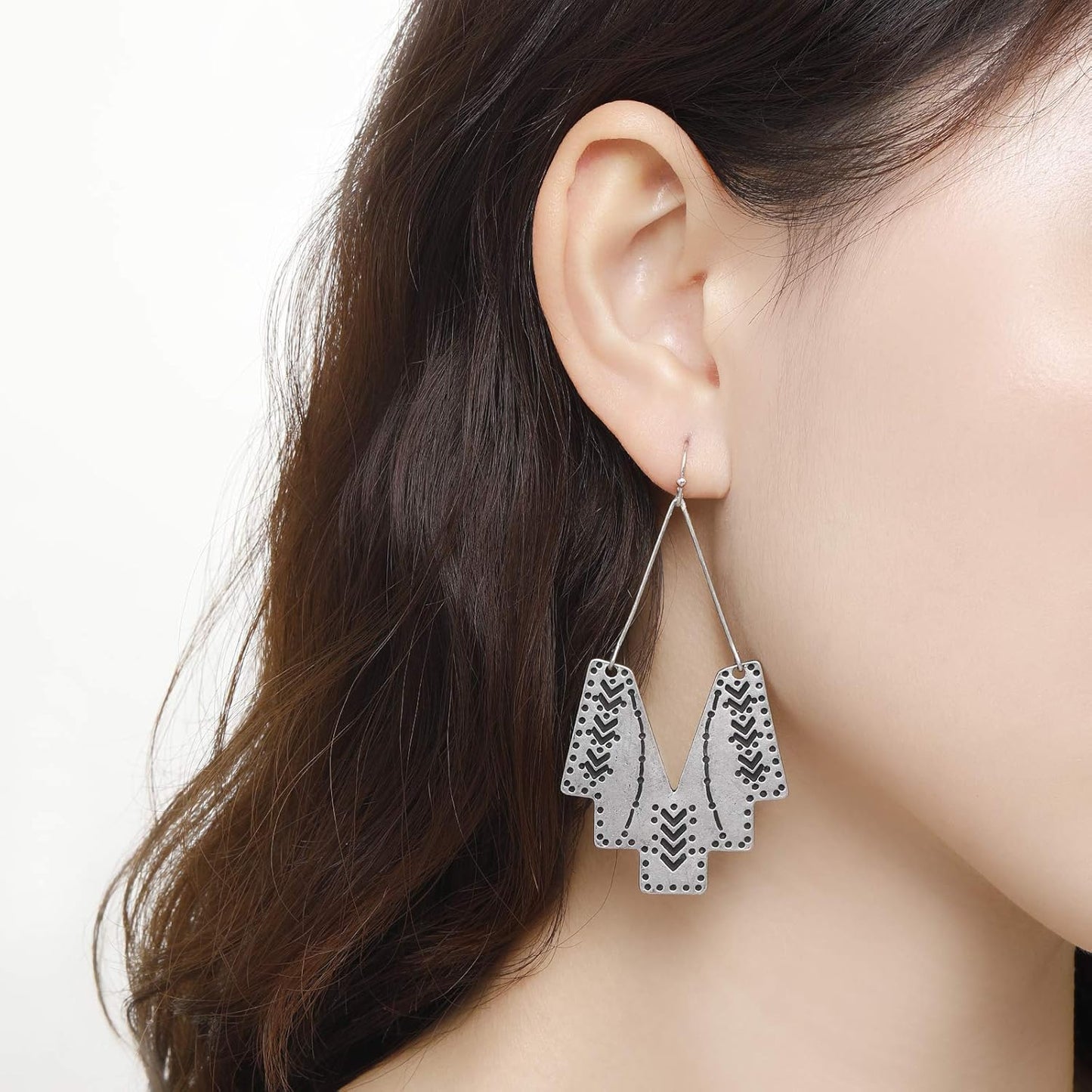 Zealmer Gold Geometric Earrings Statement Vintage Boho Ethnic Earrings Hollow Out Fan Shape Dangle Drop Earrings for Women Birthday Christmas Valentines Day Gift