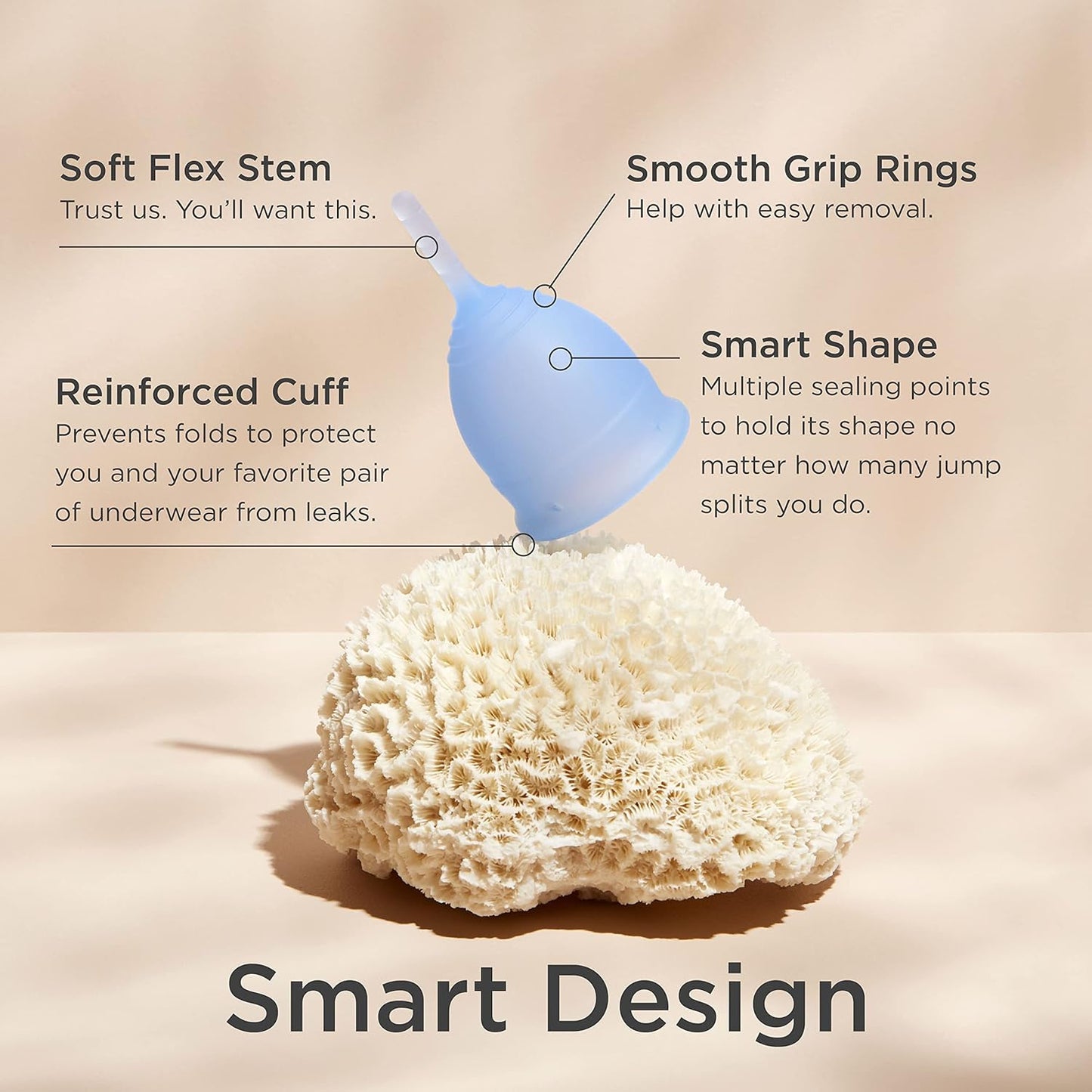 Saalt Menstrual Cup – Reusable Period Cup – Made for Comfortable, Leak-Free Protection Up to 12 Hours – BPA & Latex Free – Includes Cup & Carry Bag (Regular, Ocean Blue)