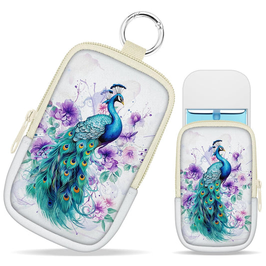 Peacock Hand Sanitizer Spray Case, Cute Hand Sanitizer Holder Zippered Pouch, Fashion Accessory with Snap Hook for Glow Mist and Power Mist 1FL OZ