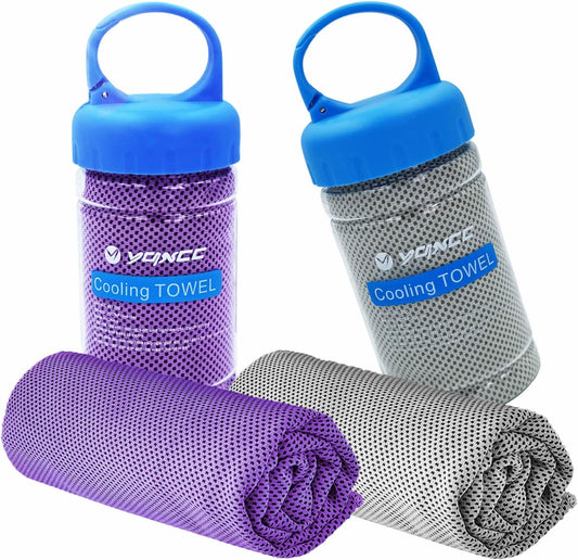 YQXCC Cooling Towel | 2 Pack 47"x12" | Ice Cool for Neck | Soft Breathable Microfiber Chilly | for Yoga, Golf, Gym, Camping, Running, Workout & More Activities