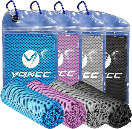 YQXCC Cooling Towels | 4 Pack 47"x12" | Ice Cool for Neck | Microfiber Soft Breathable Chilly | for Yoga, Sports, Golf, Gym, Camping, Running, Fitness, Workout & More Activities