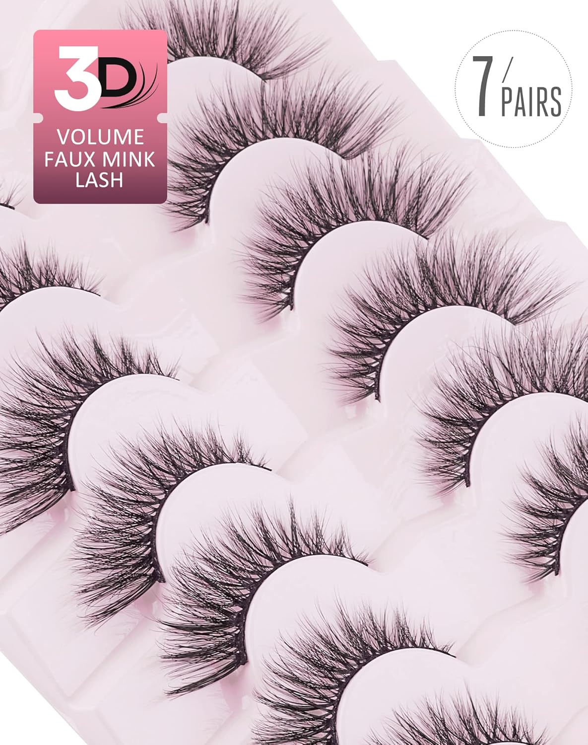 Onlyall Cat Eye Lashes Mink Lashes Fluffy Eyelashes Cat Eye False Lashes Fox Eye Lashes 7 Pairs F02