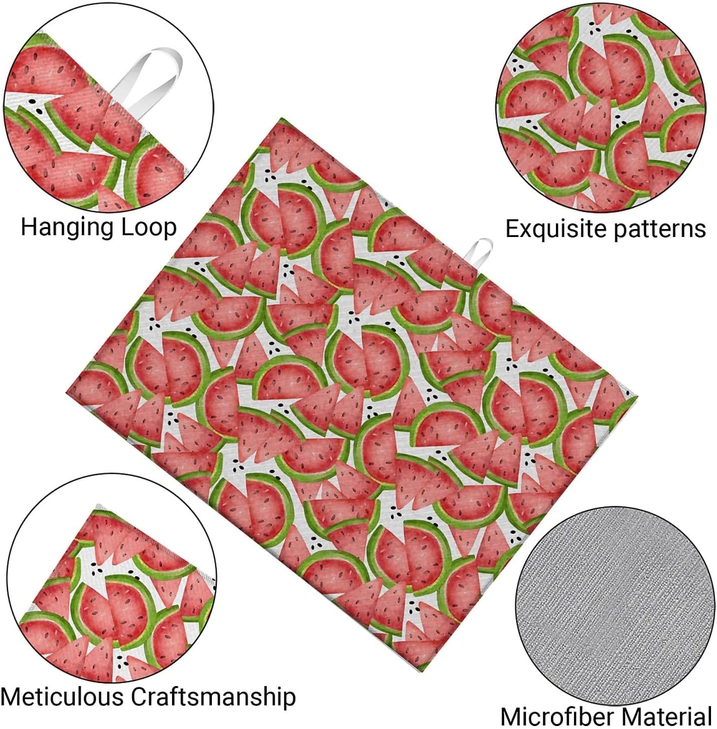 Dish Drying Mat For Kitchen Counter, Big Red Watermelon Microfiber Absorbent Dish Drainer Rack Pad Reusable Large 18x24in Drying Mat