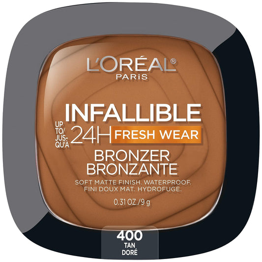 L'Oreal Paris Infallible Up to 24H Fresh Wear Soft Matte Longwear Bronzer. Waterproof, heatproof, Transfer, humidity and sweatproof, Tan, 0.31 oz