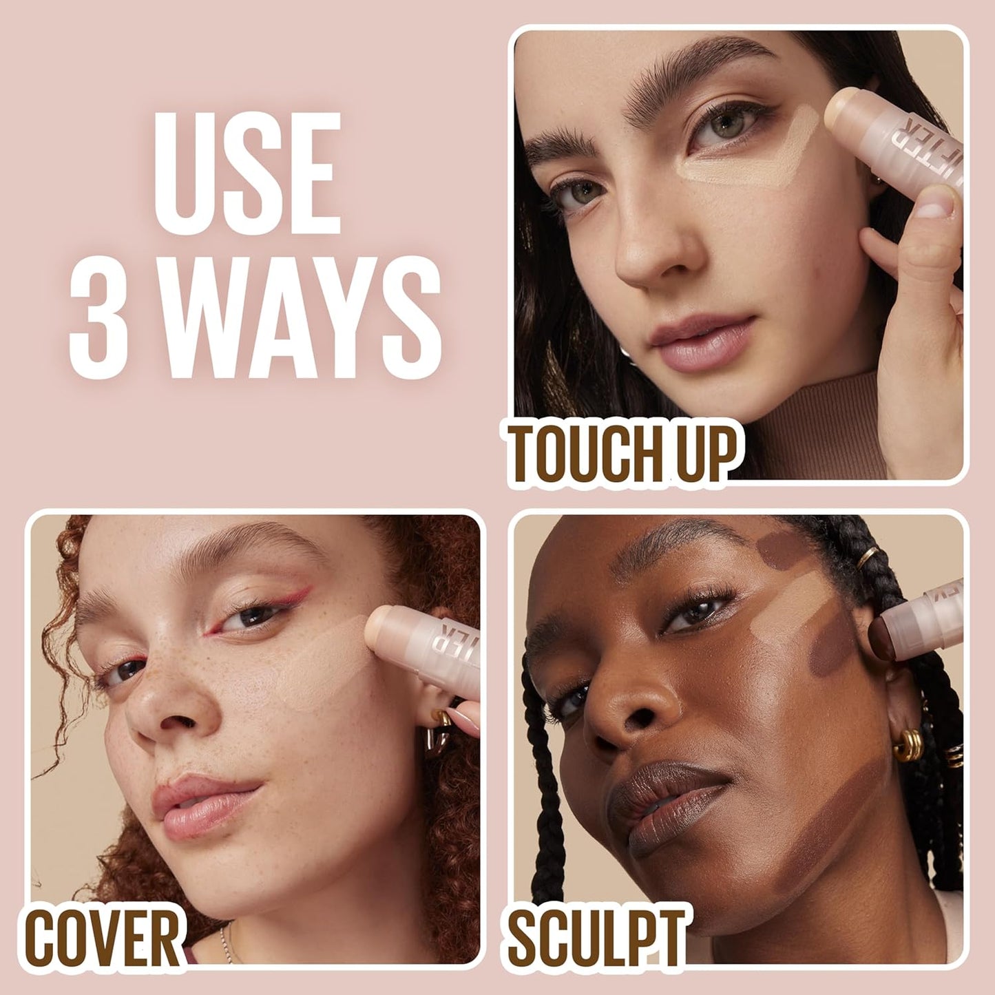 Maybelline Lifter Stix Multi-Use Face Stick - Contour, Bronzer, Concealer and Foundation Stick, All-In-One Creamy Face Makeup with Cranberry Seed Oil, 15, 1 Count