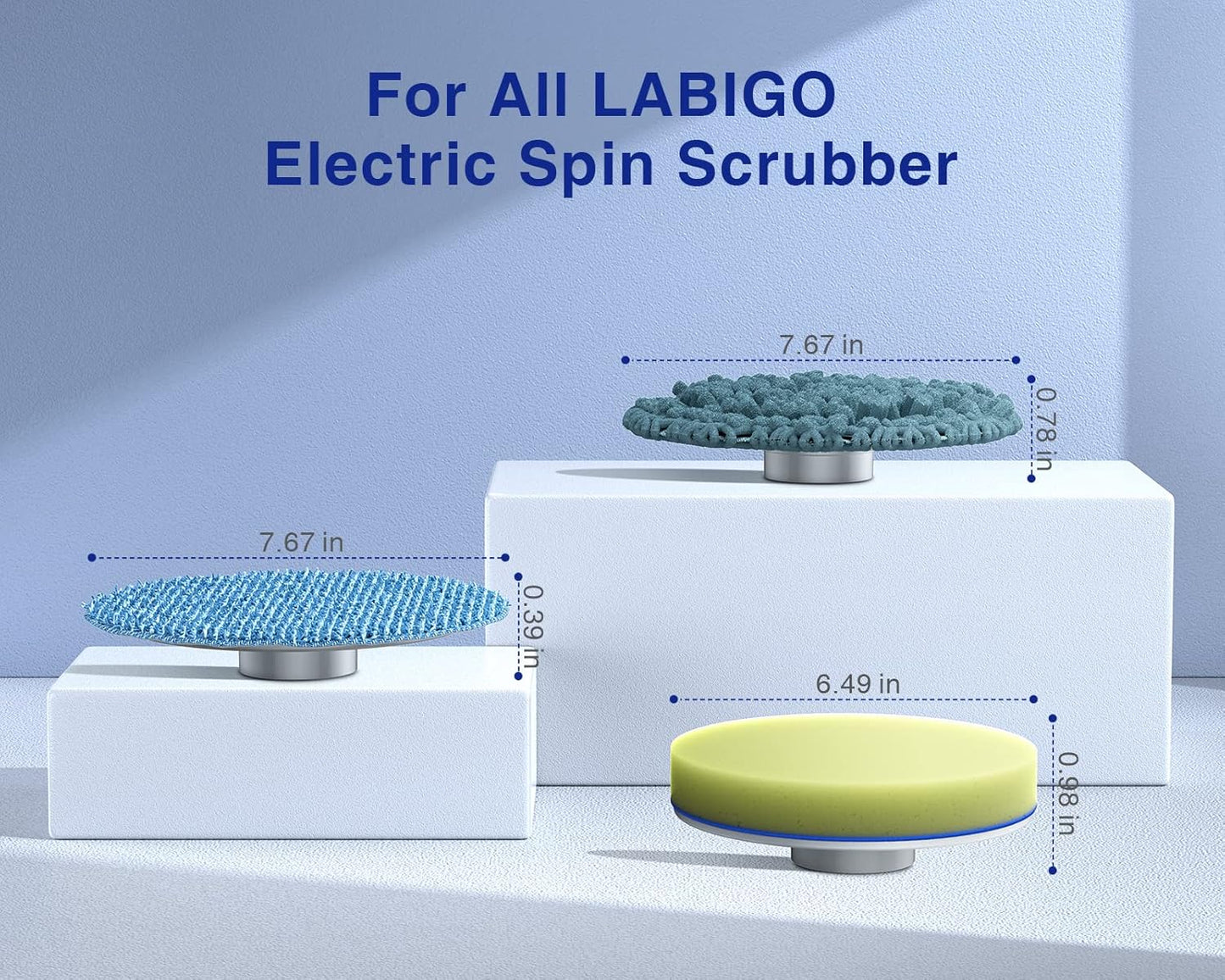 LABIGO Brush Head 5 Pack, Replaceable Brush Heads for Spin Scrubber, Cordless Spin Scrubber for Bathroom Floor Car Tile