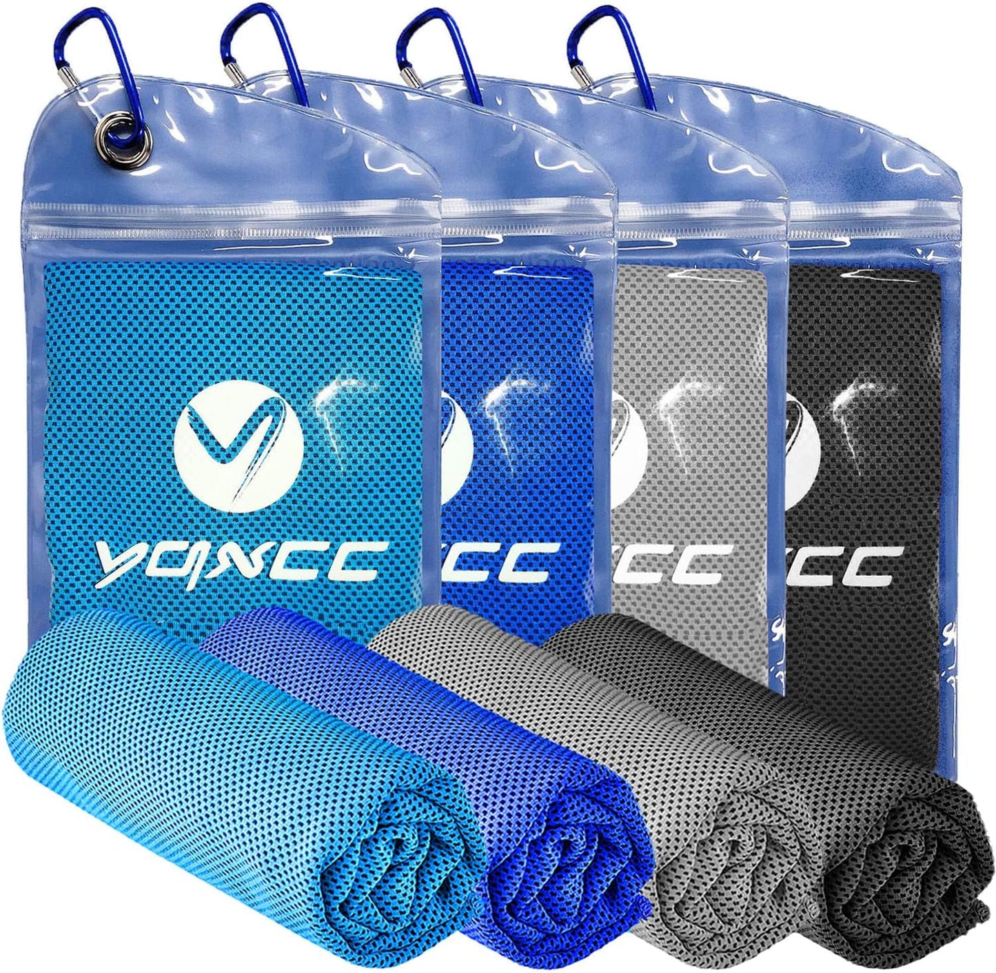 YQXCC Cooling Towels | 4 Pack 47"x12" | Ice Cool for Neck | Microfiber Soft Breathable Chilly | for Yoga, Sports, Golf, Gym, Camping, Running, Fitness, Workout & More Activities
