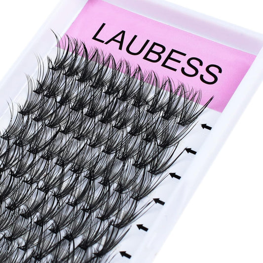 Eyelash Clusters LAUBESS Lash Clusters Individual Lashes Cluster Eyelash Extensions DIY at Home Waterproof Cluster Lashes (30D-D-12)