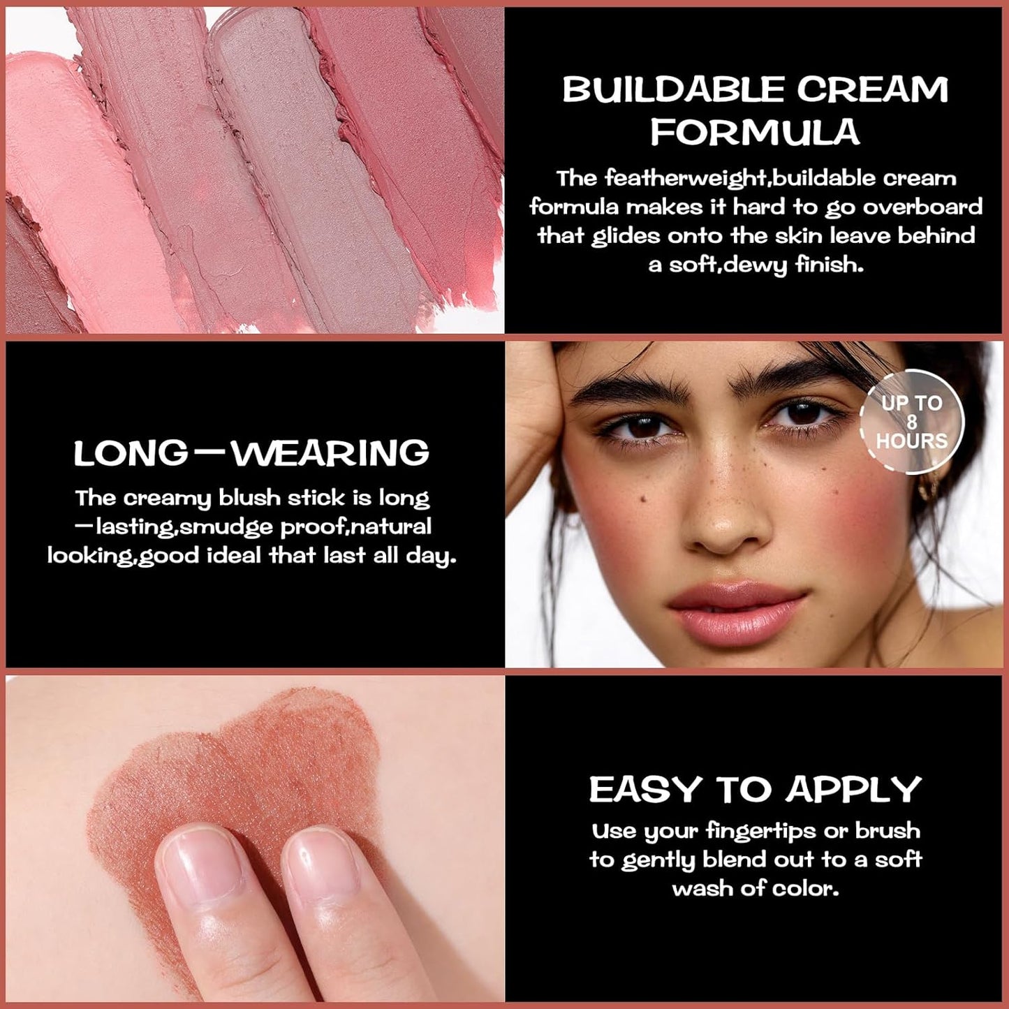 FOCALLURE Cream Blush Makeup,Buildable Blush Stick for Cheeks,Matte and Dewy Finish,Long Wearing,Easy Application,Lightweight Multi Stick,BURNING CLAY