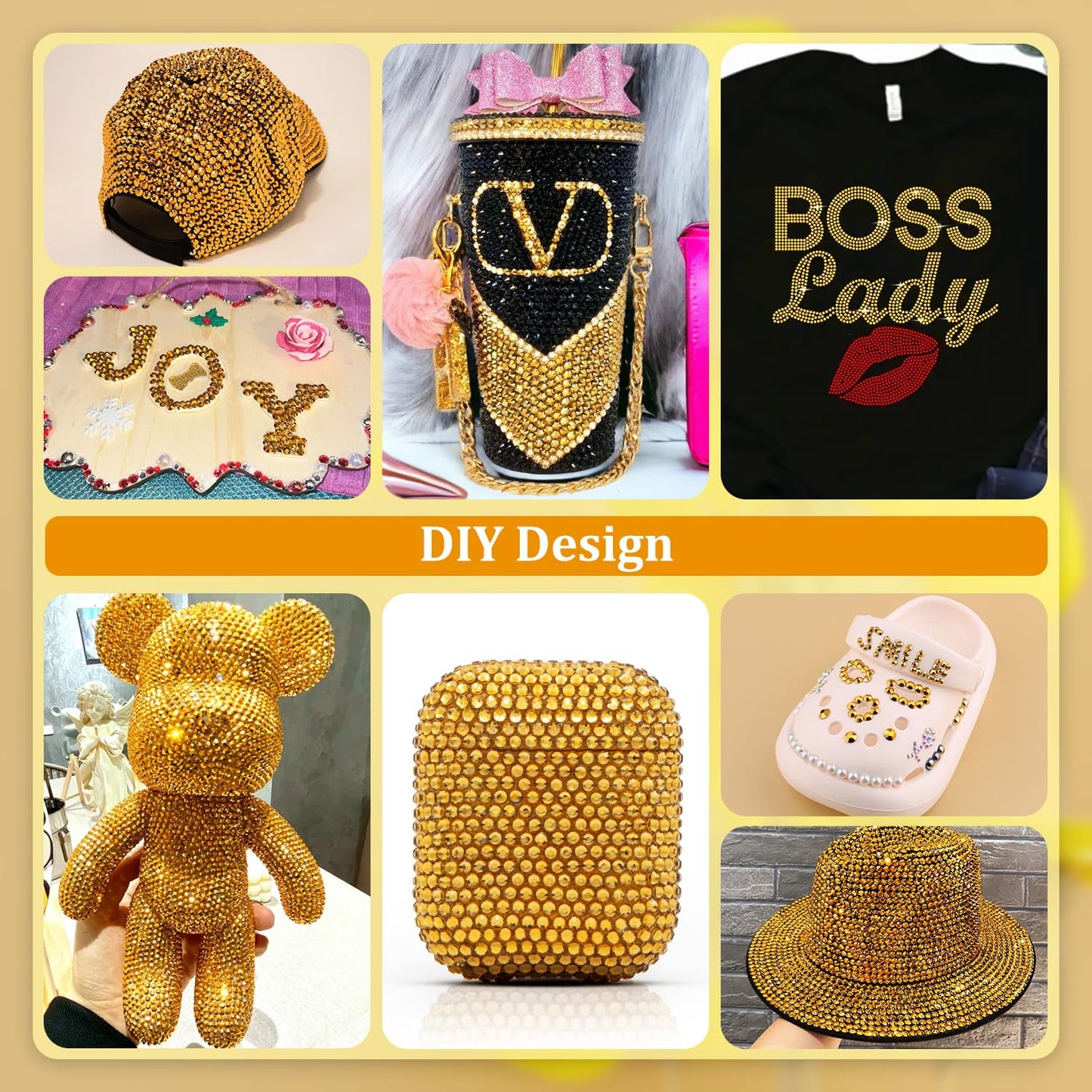 Resin Rhinestones for Crafting, 1 Box Copper Gold Multi Sizes Flatback Bedazzling Crystals for Crafts Nail Art Decoration, Non Hotfix Gems Charms for Tumbler Shoes Clothing Fabric Face Makeup