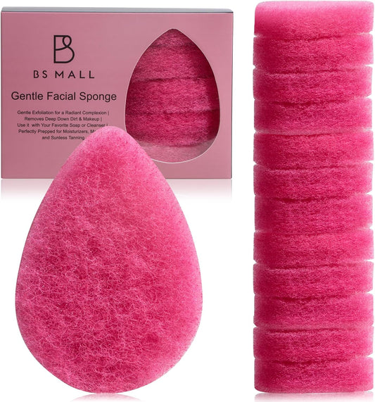 Face Scrubber BS-MALL – Exfoliating Facial Sponge for Deep Cleansing, Removes Blackheads, Remove Makeup, Perfect for Skin Care Routine 12 Pcs (Hot Pink-Soft Texture)