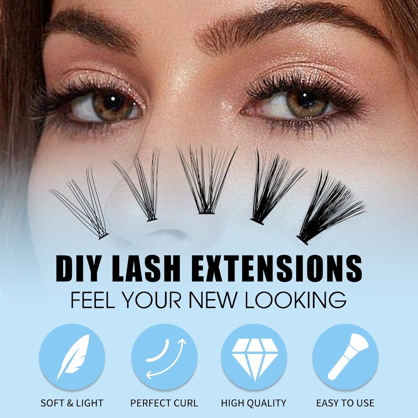 Individual Lashes 240pcs Large Tray 0.07mm 30P+40P D Curl Mix 15-20mm Lash Clusters Soft&Fluffy Cluster Lashes Mink Lash Extension Clusters Mixed Tray False Eyelashes By GEMERRY