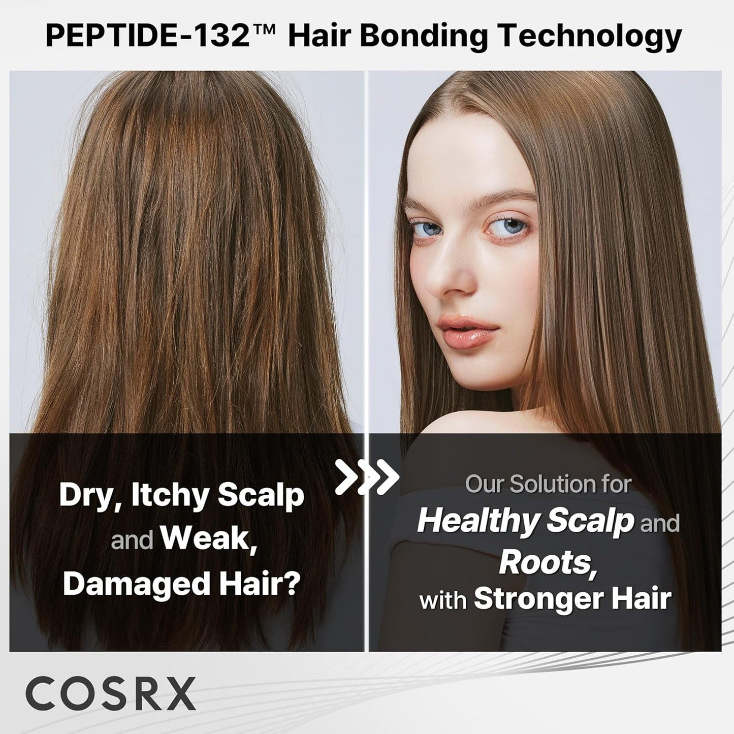 COSRX PEPTIDE 132 Hair Bonding Shampoo - Daily Scalp Treatment for Dandruff, Dry, Itchy or Flaky Scalp - Repairs & Strengthens Damaged Hair with Caffeine & Zinc PCA, For All Hair Types – 6.76 fl oz