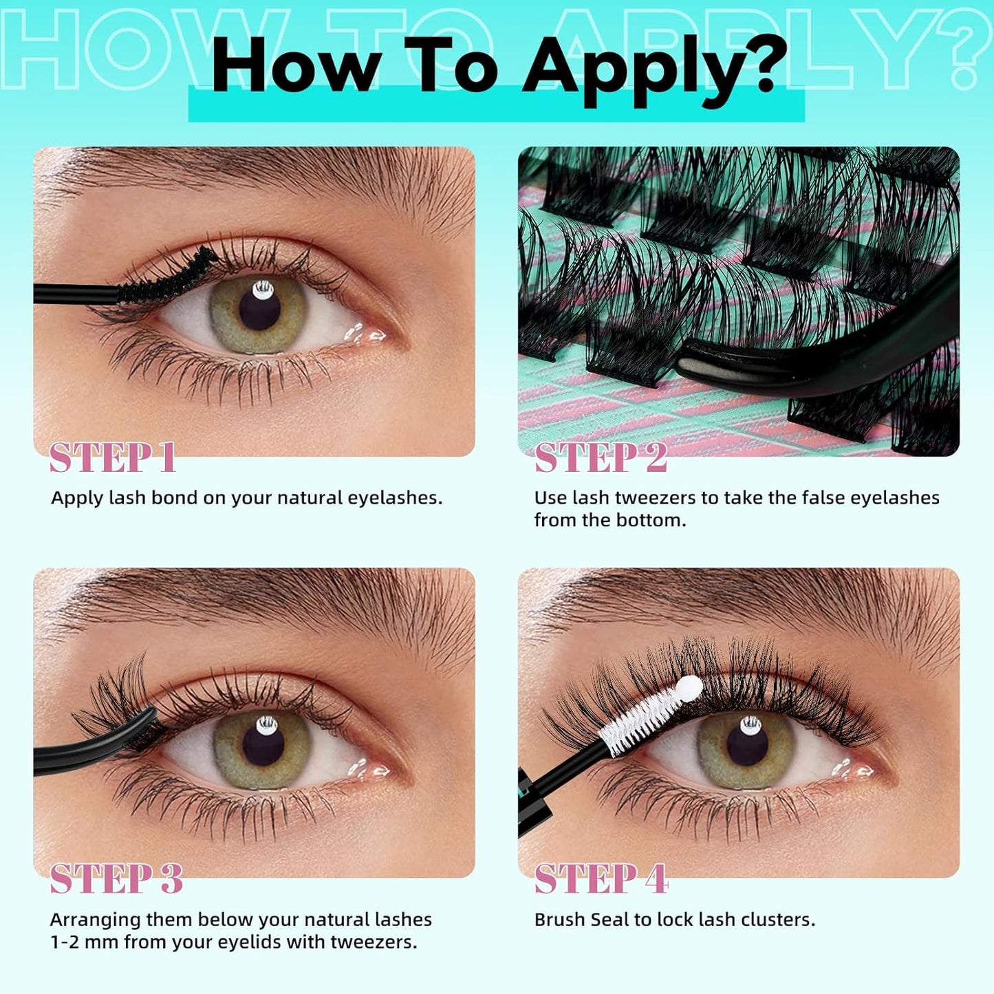 Wispy Lash Clusters Eyelash Extensions 144pcs Individual Lashes Cluster 14mm D Curl Fake Eyelash with Thin Band DIY Cluster Lashes At Home For Beginners (D-14mm)