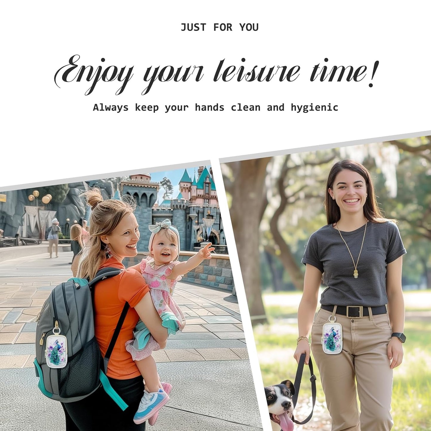 Peacock Hand Sanitizer Spray Case, Cute Hand Sanitizer Holder Zippered Pouch, Fashion Accessory with Snap Hook for Glow Mist and Power Mist 1FL OZ