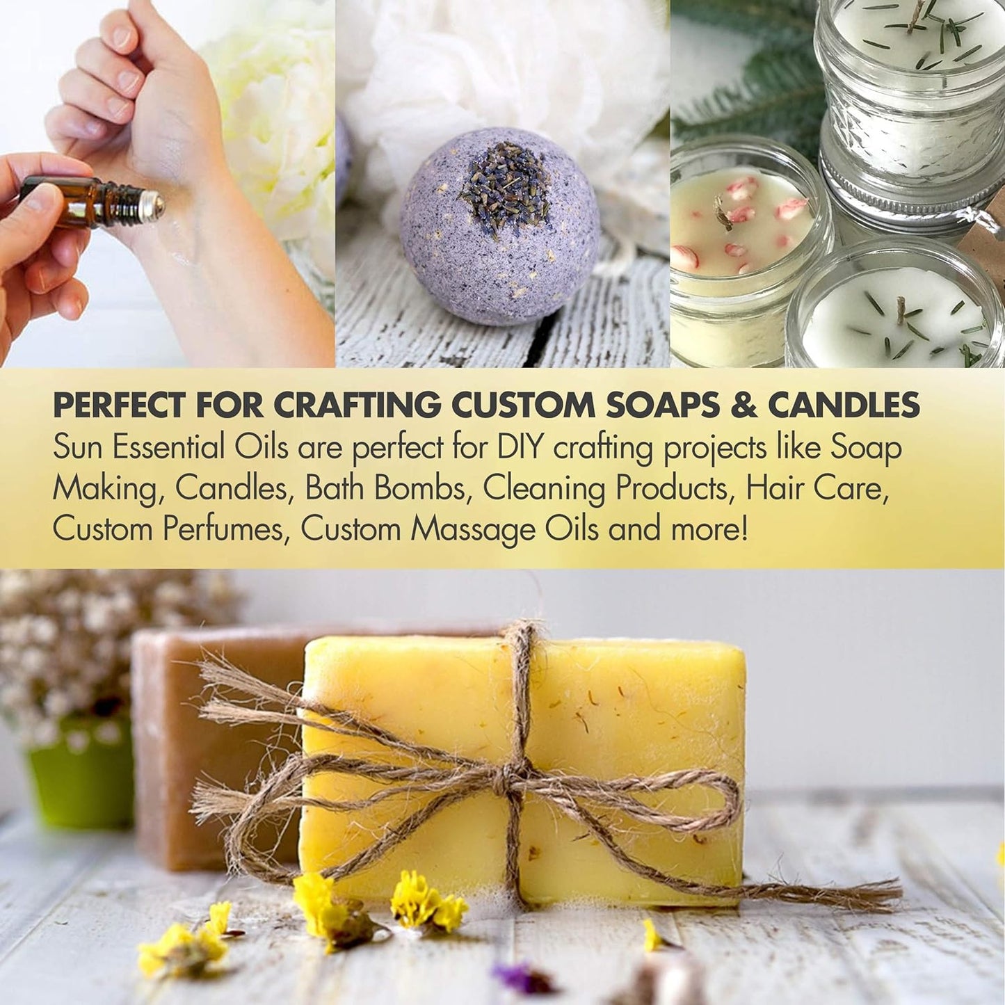 Sun Essential Oils - Lemon Essential Oil 8 oz for Cleaning, Diffuser, Humidifier & Aromatherapy Body Massage, Lemon Fragrance Scent for Home Candle Making with Dropper