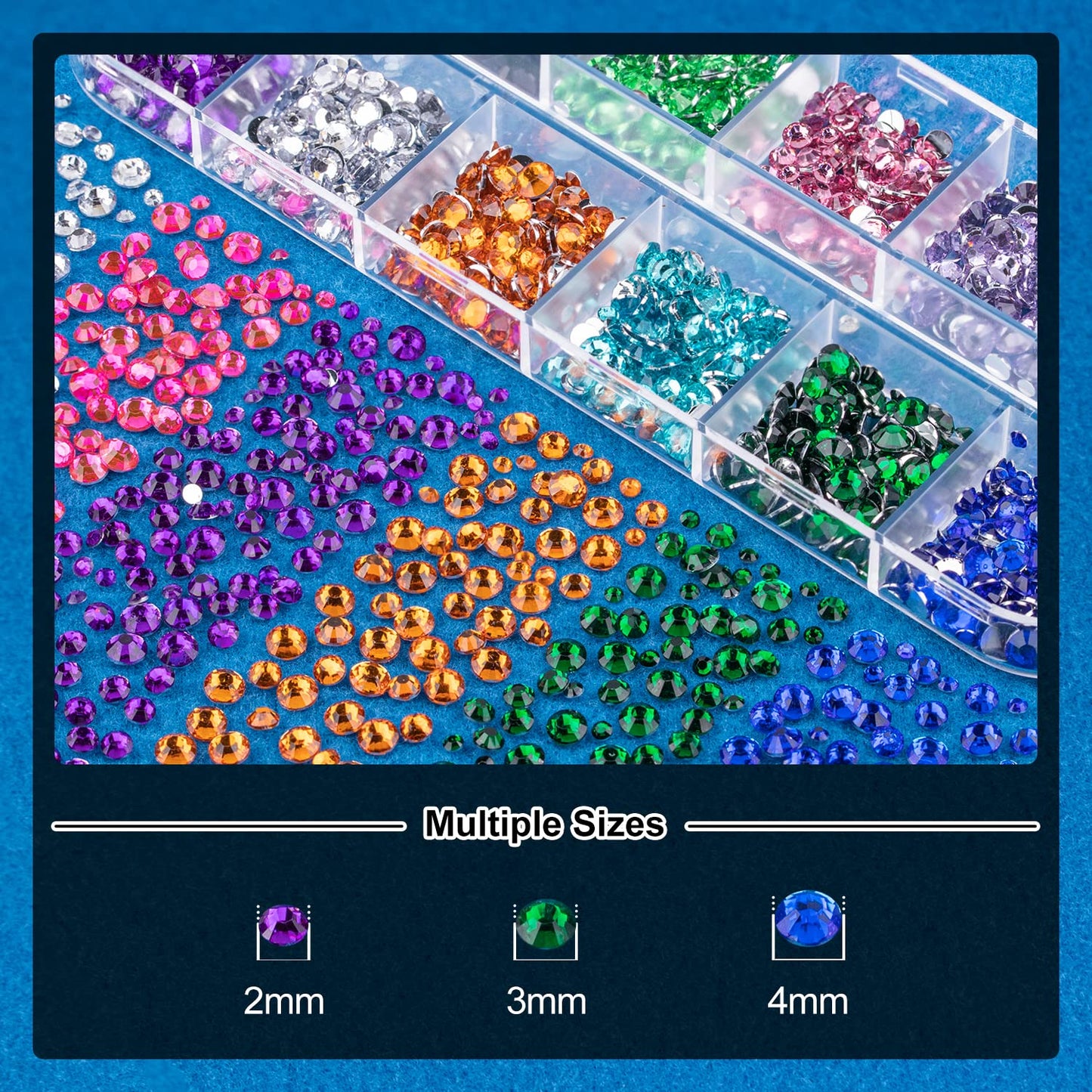 Nail Art Rhinestone Glue Gel&2 Boxes Flatback Gems Kit, 1 Tube of 15ml Rhinestone Gel Glue(UV/LED Needed)+Colorful Gems+Flat-Back Round Glass Crystal AB Gemstones with Pickup Tools