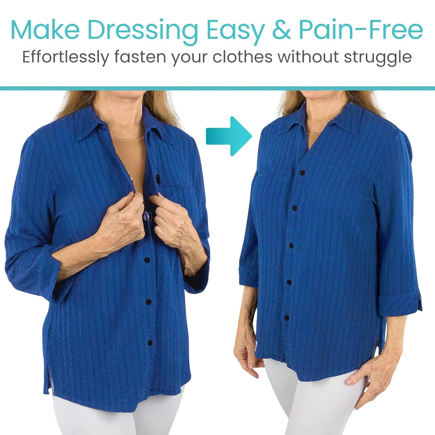 Vive Button Assist Tool (10 Pack) - Magnetic Button Helper for Elderly - Assistive Devices for Disability, Arthritis - Shirt Buttoner Hook, Clothing Adaptive Equipment for Seniors & Stroke Assistance