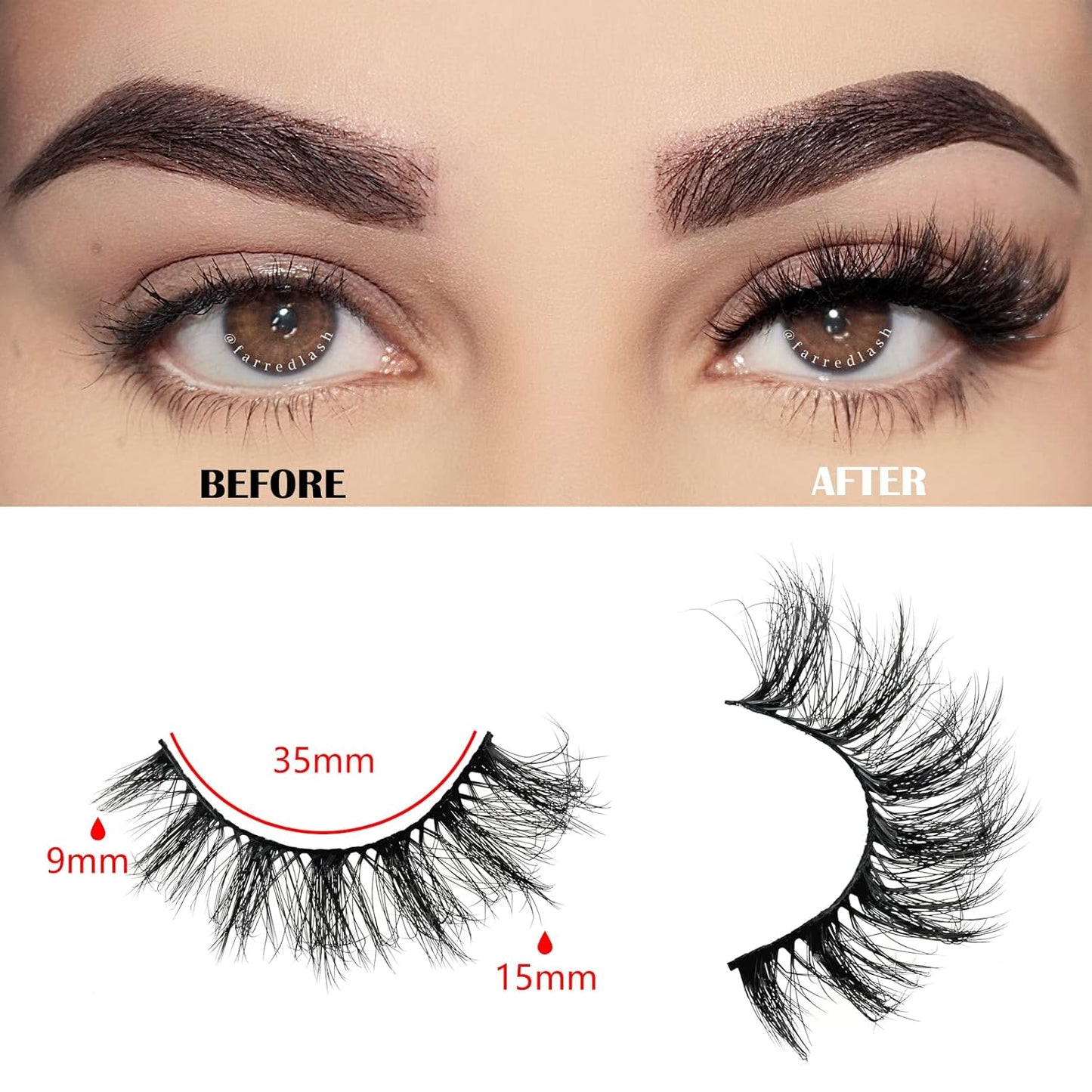 FARRED Cat Eye Lashes Short Natural Eyelashes 15mm Fluffy Wispy Strip Eyelash 14 Pairs Cute Natural Fake Lashes Packs Small Full Pestañas Set (F10 | 9-15mm)