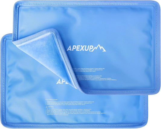 APEXUP Gel Ice Packs for Injuries Reusable, Flexible Double Sided Cold Packs for Injuries, Ice Pack for Knee, Shoulder, Back, Hip, Leg, Arm (Blue, S, 2PK)