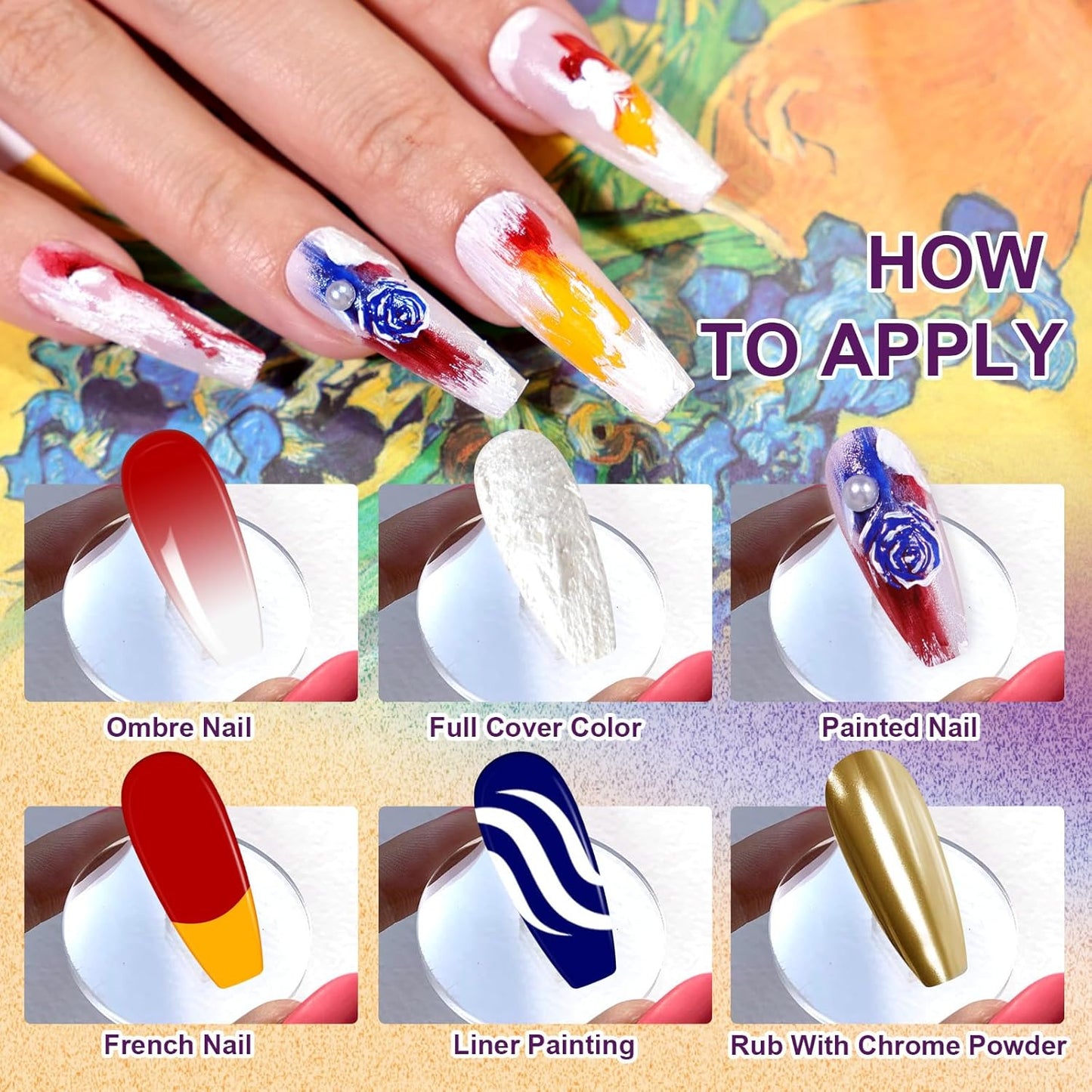 Gradient Painting Gel, 9 Colors Ombre Plaster, 3D Sculpting Gel Three Primary Colors Nail Polish for Pigment Pat Aura Nails French Manicure Palette SculptraHue Master Kit