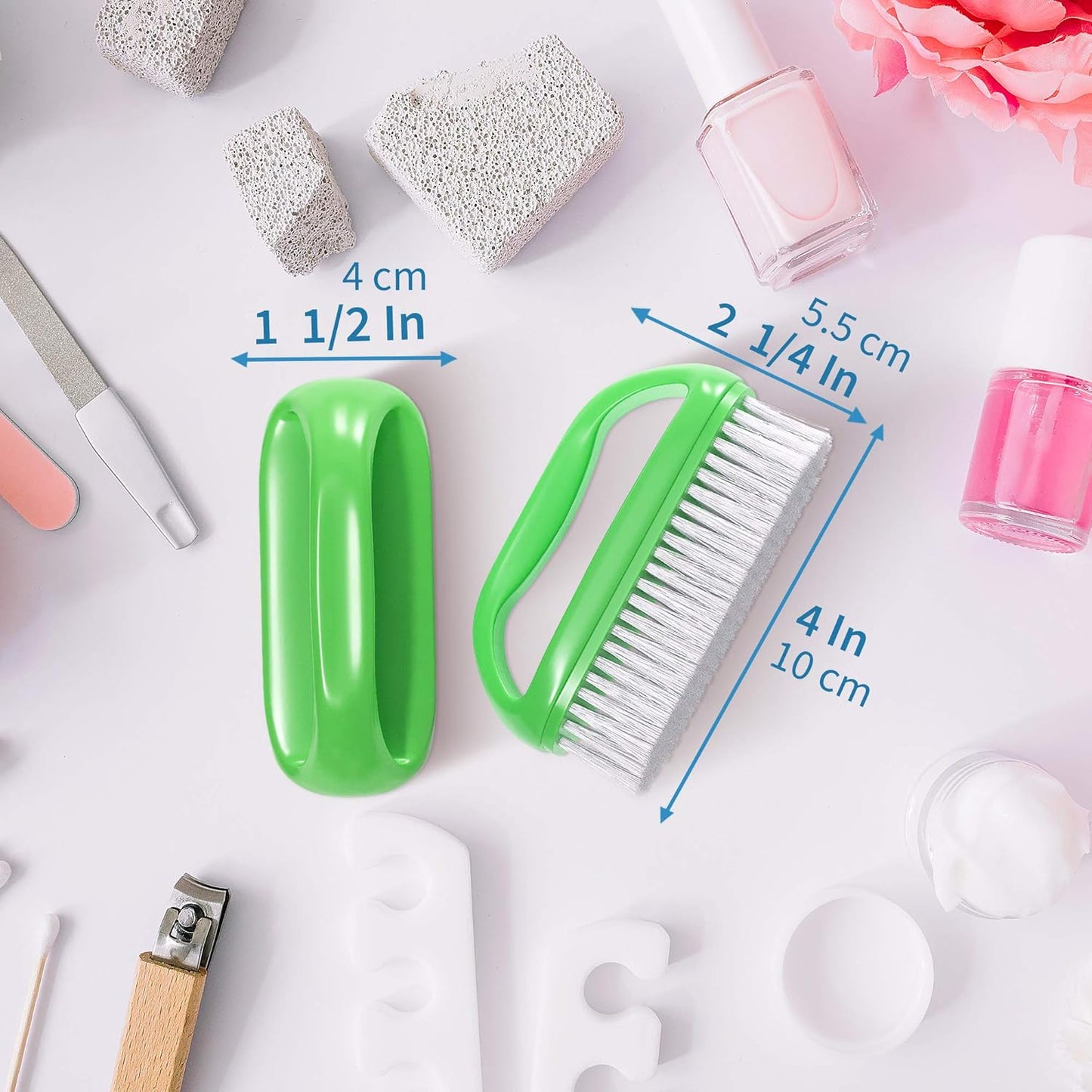 Konex Perfect-Grip Large Hand and Nail Brush 4" X 2-1/4" X 1-1/2" (Green)