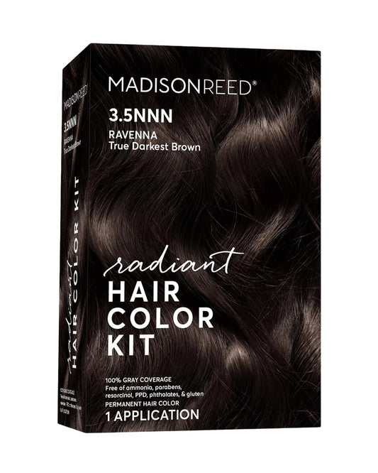 Madison Reed Radiant Hair Color Kit | 3.5NNN Darkest Brown-Black (Ravenna Brown) 100% Maximum Gray Hair Coverage | Permanent Hair Dye for Resistant Grays | PPD-Free & Ammonia-Free |1 Pack