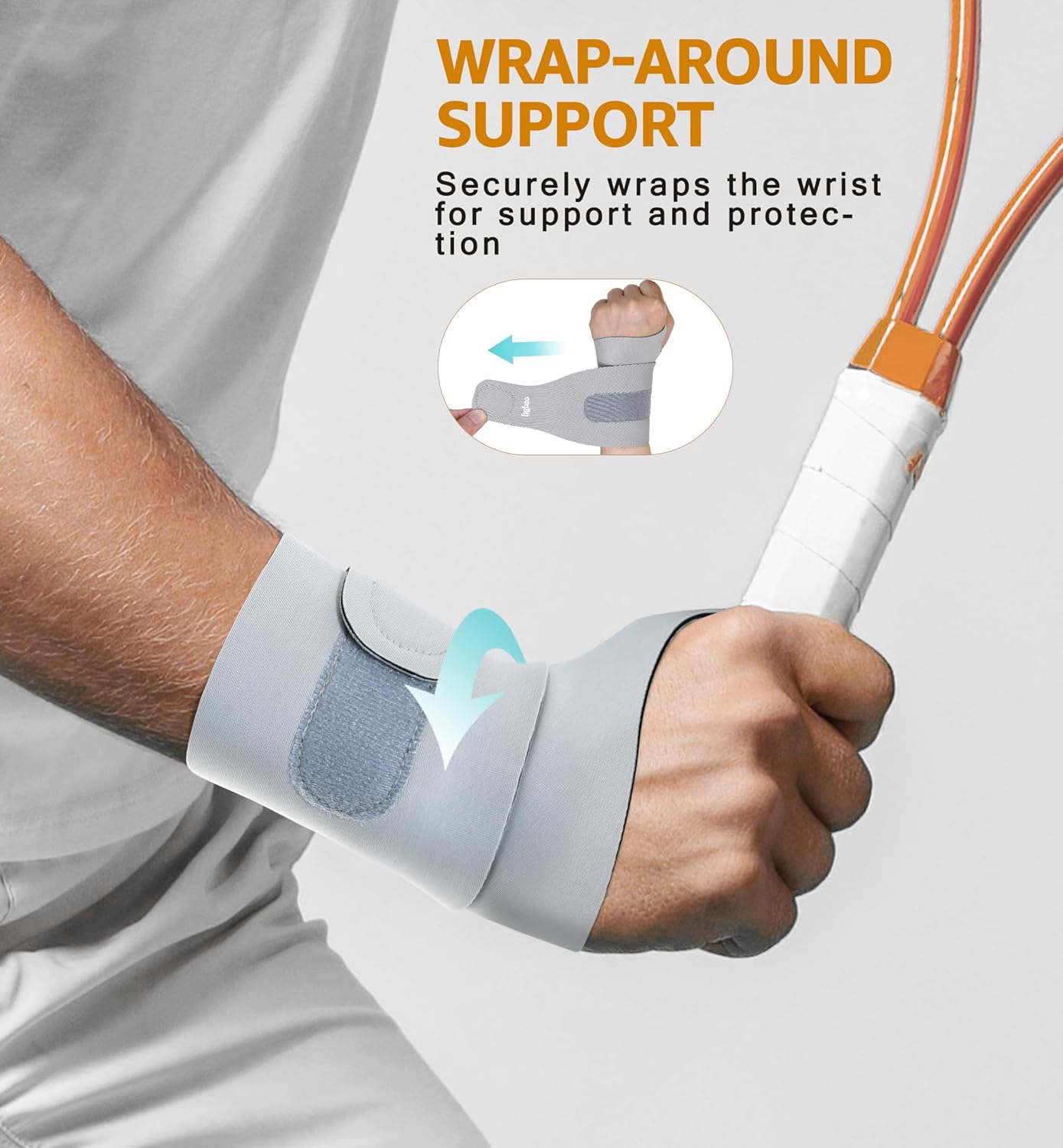 2 Pack Thin Compression Wrist Brace for Men & Women, Adjustable Elastic Wrist Support for Carpal Tunnel Arthritis Tendonitis Sports Pain Relief, Soft & Comfortable Day/Night Wrist Wraps (Gray)