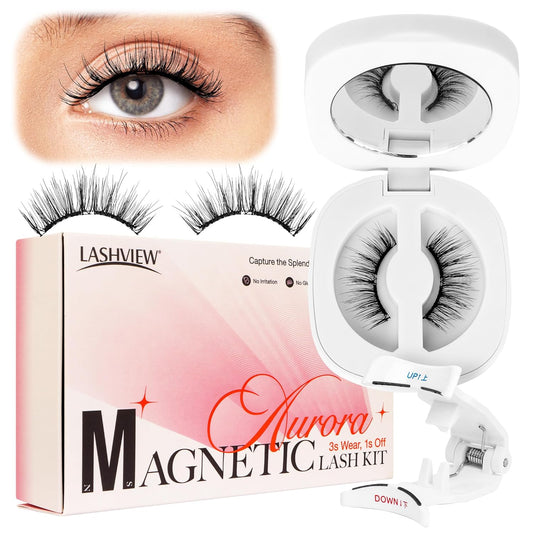 LASHVIEW Magnetic Eyelashes with Applicator,Reusable Soft Magnetic Eyelashes Natural Look, No Glue Needed RCM01-N