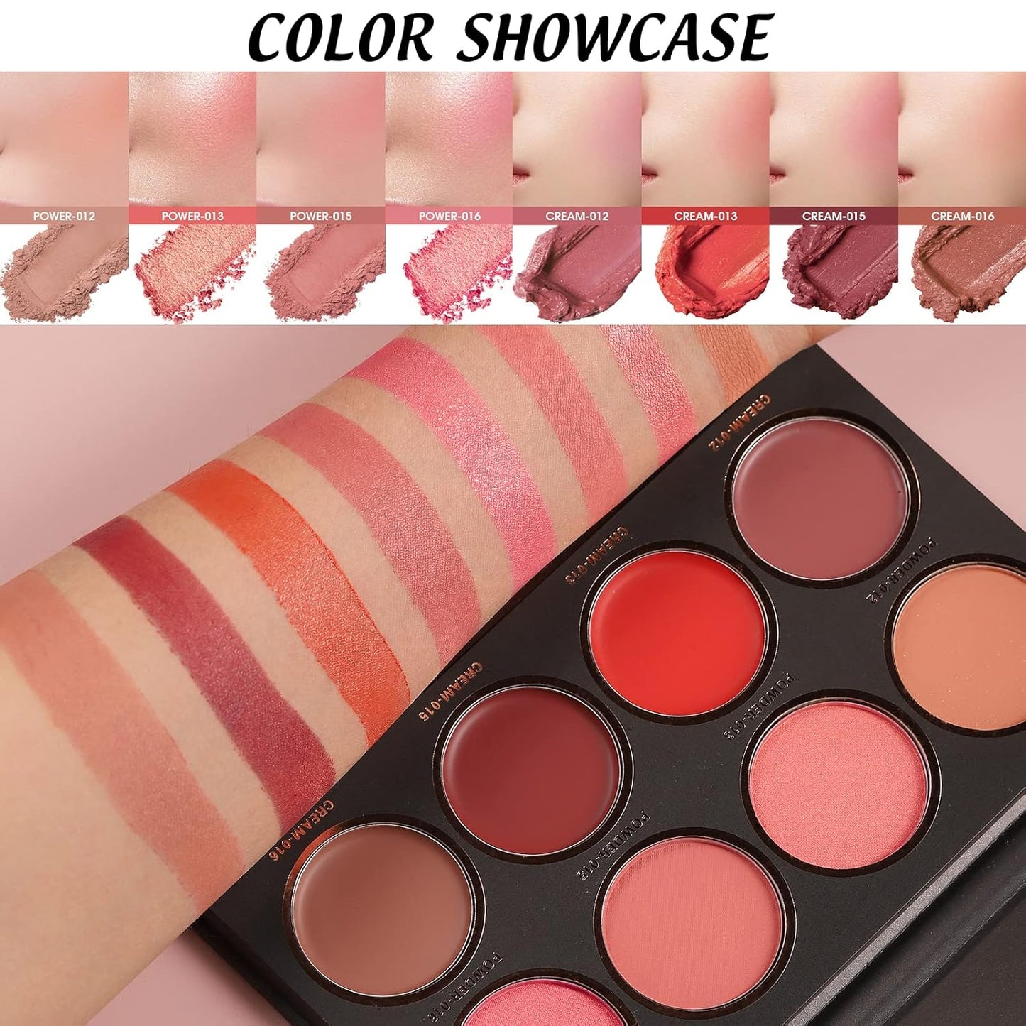 8 Colors Blush Palette,Vegan, Cruelty Free & Hypoallergenic,Women Facial Makeup Plate,Skin Tone Enhancing-Meiyugo
