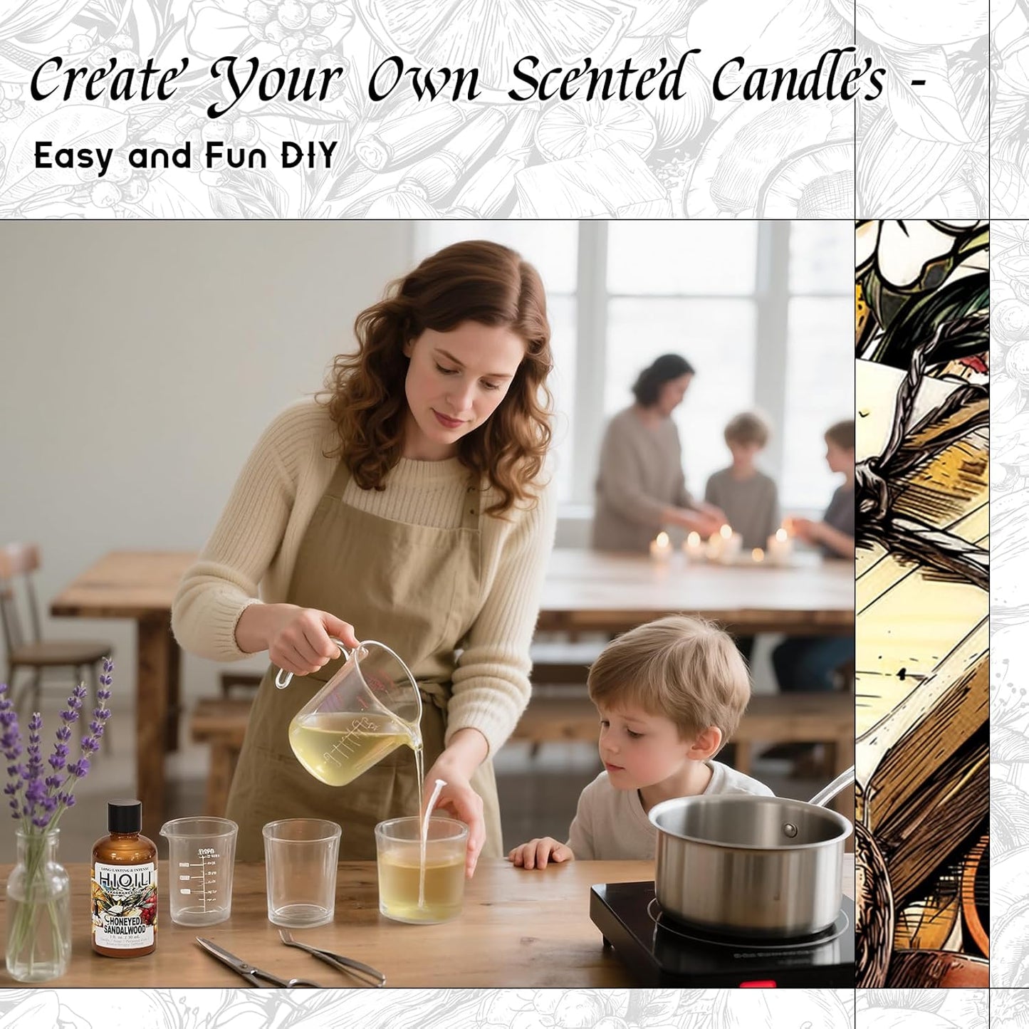 HIQILI Honeyed Sandalwood Fragrance Oil for Diffuser, Candle & Soap Making, Add to Dryer Balls, Lotion, Hotel Luxury Scents - 1 Fl Oz