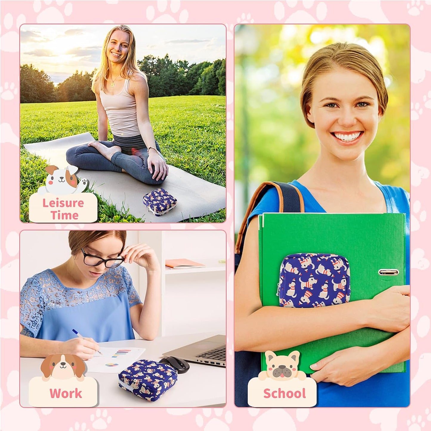 Period Bag Pouch, Canvas Sanitary Napkin Storage Bag for Girls Womens, Portable Sanitary Napkin Period Pad Pouch for Purse, Small Make Up Bags(N0902, Blue)