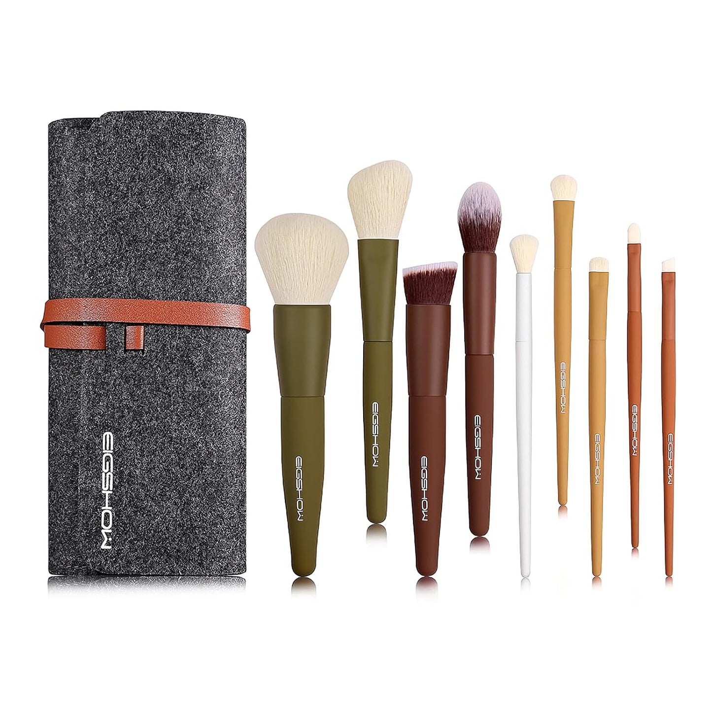 Makeup Brushes, EIGSHOW 5 Colors Essential Kabuki Makeup Brush Set with Ultra Soft Synthetic Fibers for Powder Blush Concealers Contouring Highlighting