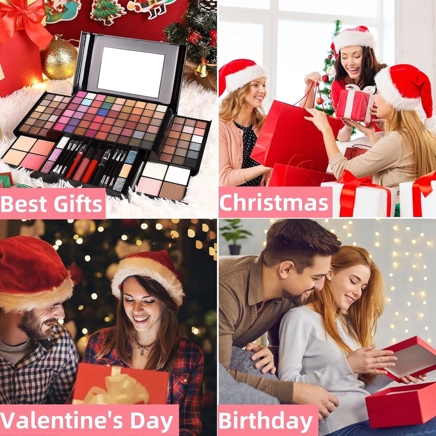 All In One Professional Makeup Kit Include Eyeshadow Palette Blushes Compact Bronzing Highlighter Powder Glitter Lipliner Eyeliner Pencil Brushes with Mirror Make Up Set Christmas Gifts For Women Girl