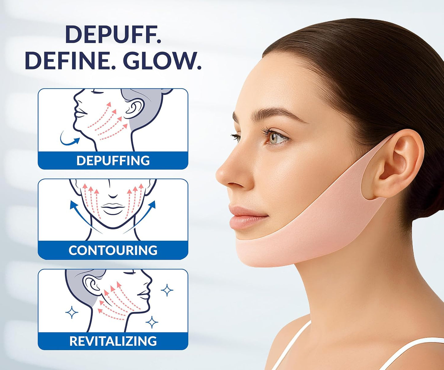 Stylia V Line Lifting Collagen Face Mask - Double Chin Strap for Women - Jawline Shaper Face Lift Tape - Neck Lift Collagen Mask - Chin Strap for Sleeping - Hyaluronic Acid, Aloe Vera, Cica 20PC