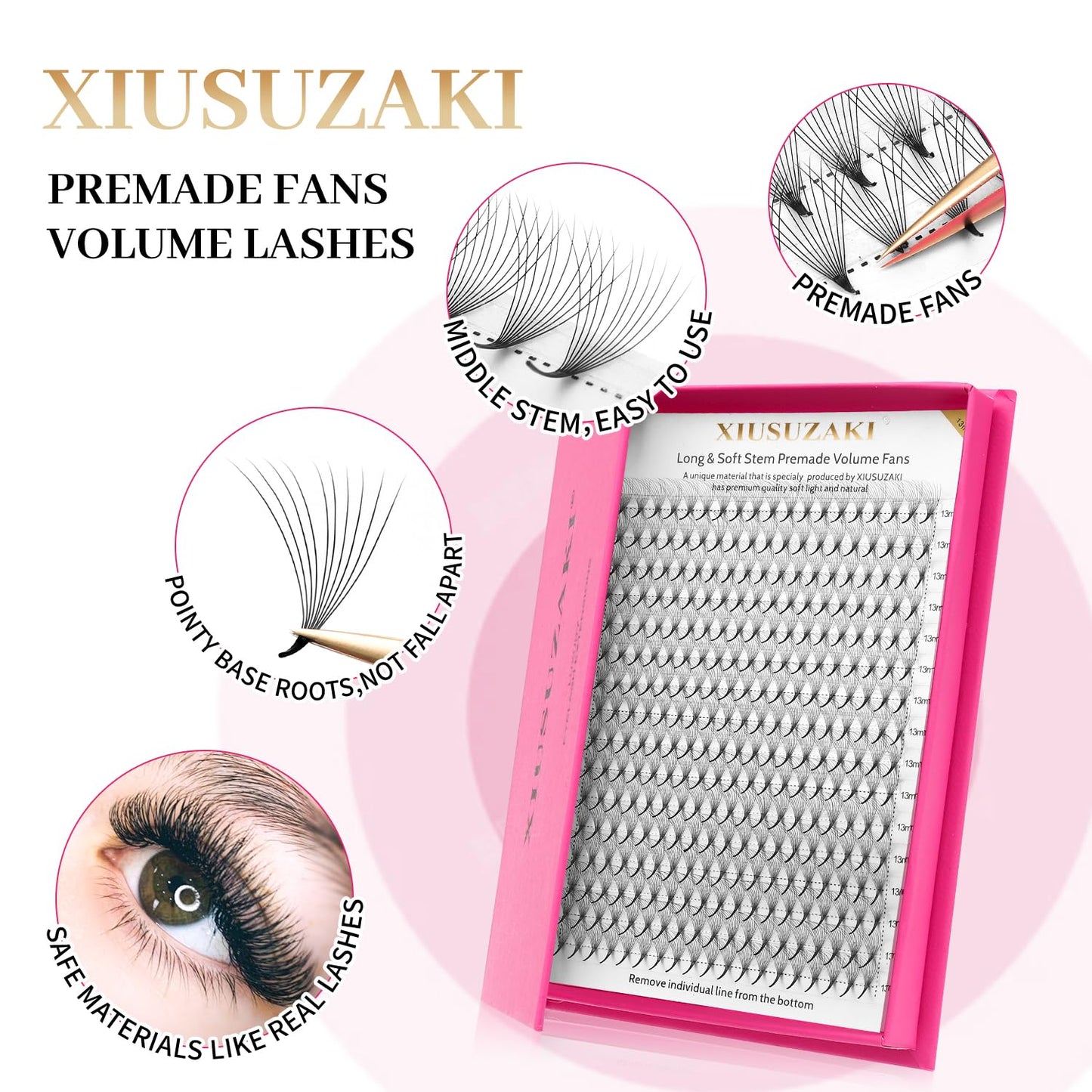 Premade Fans Eyelash Extensions 7D Volume Lash Extensions 0.07 Thickness Eyelash Extension C Curl Premade Lash Fans Mix 9-16mm Fluffy Soft Handmade Lash Fan Eyelashes(7D-0.07-C,9-16mm)