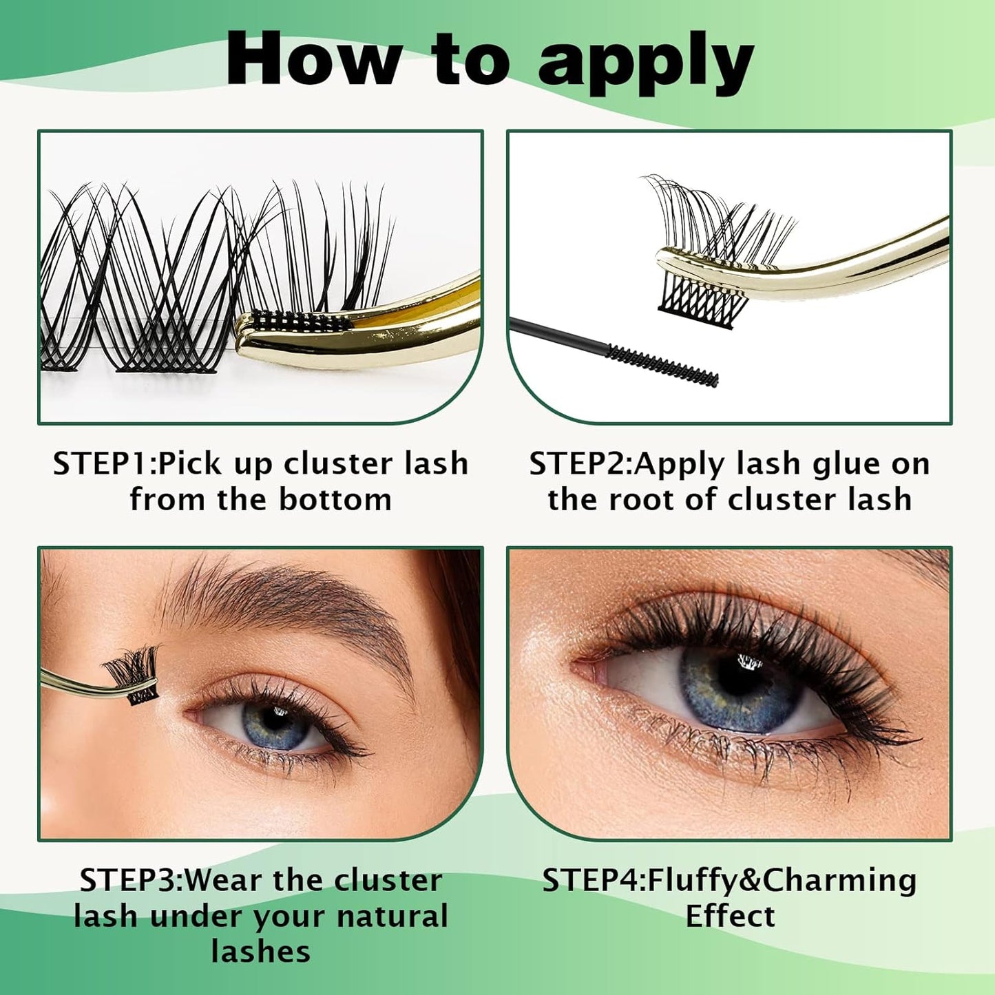 Lash Clusters,96 Pcs Cluster Lashes D Curl 10mm DIY Lash Extensions Eyelash Clusters,KEYYOU Volume Wispy Individual Lashes Soft&Comfortable Easy DIY at Home(Y13,D-10mm)