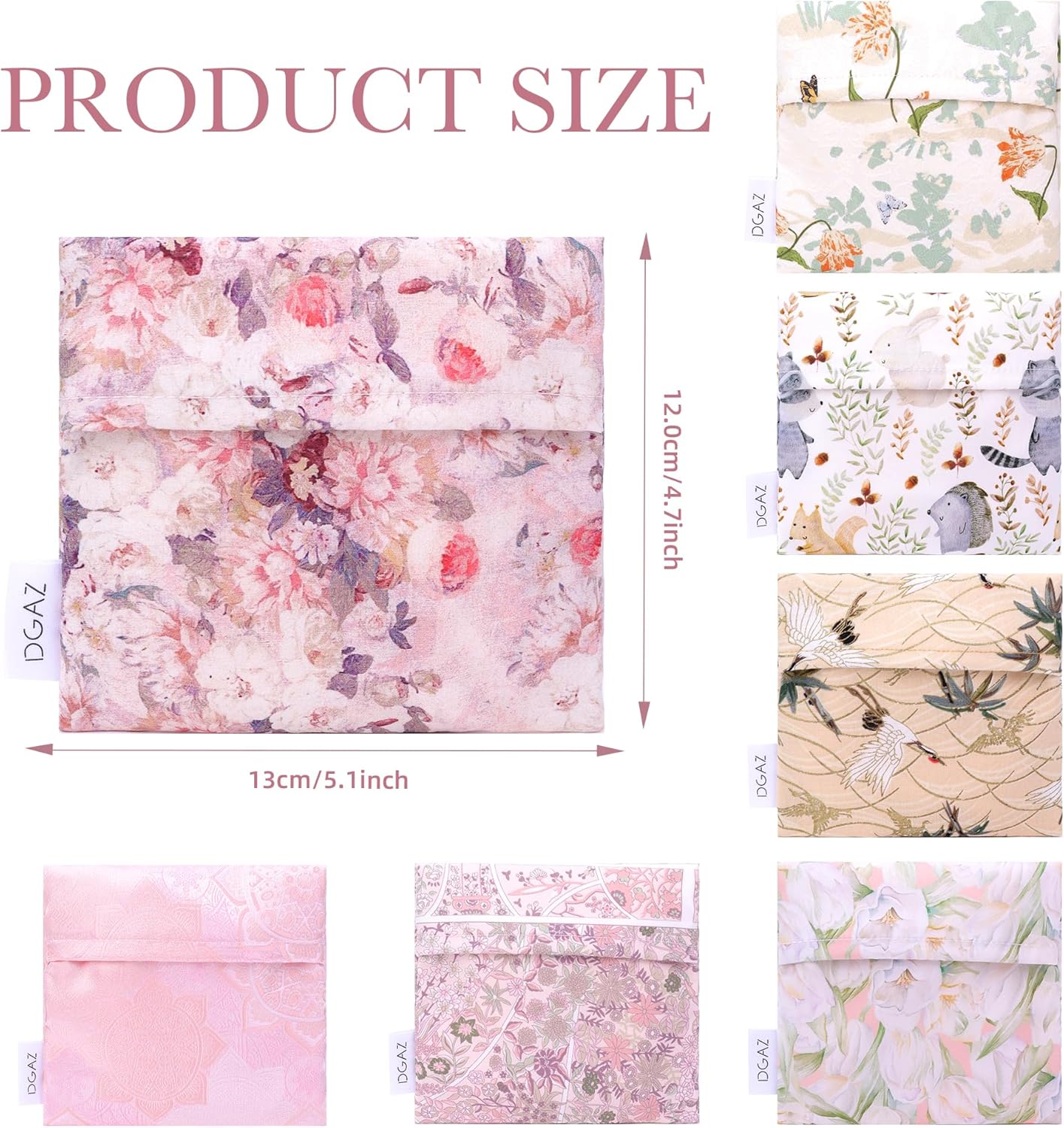 DGAZ Sanitary Napkin Storage Bag, Period Bag for Teen Aged Girls, Portable Period Bag for Panty Liners/Menstrual Cup/Small Tampons，Mini Makeup Bag for Purse(Kaleidoscope)