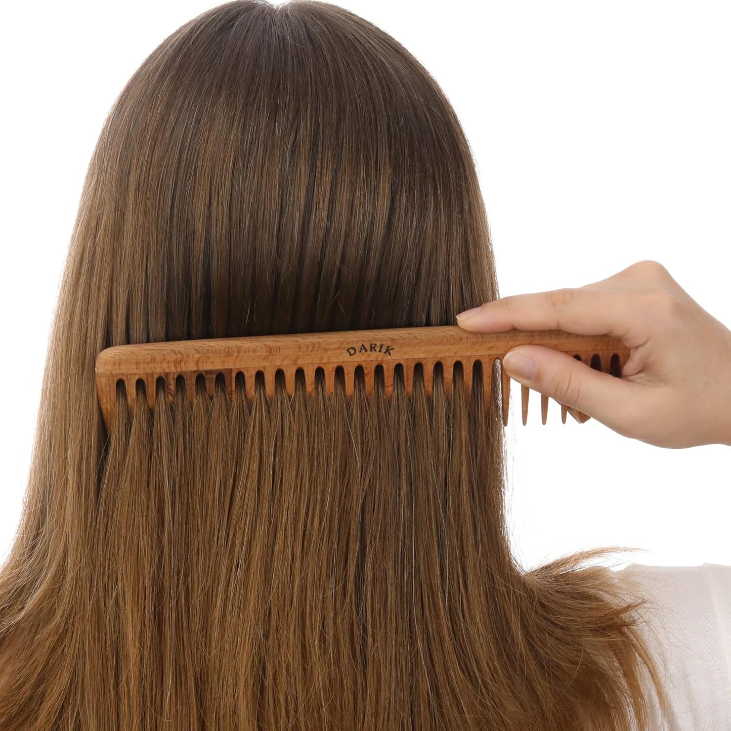 Wide Tooth Wooden Comb Handmade - Natural Vintage Style Wide Tooth Comb for Curls Gentle Styling - Anti-Static Wood Hair Combs For Women Detangling (Sparse Tooth)