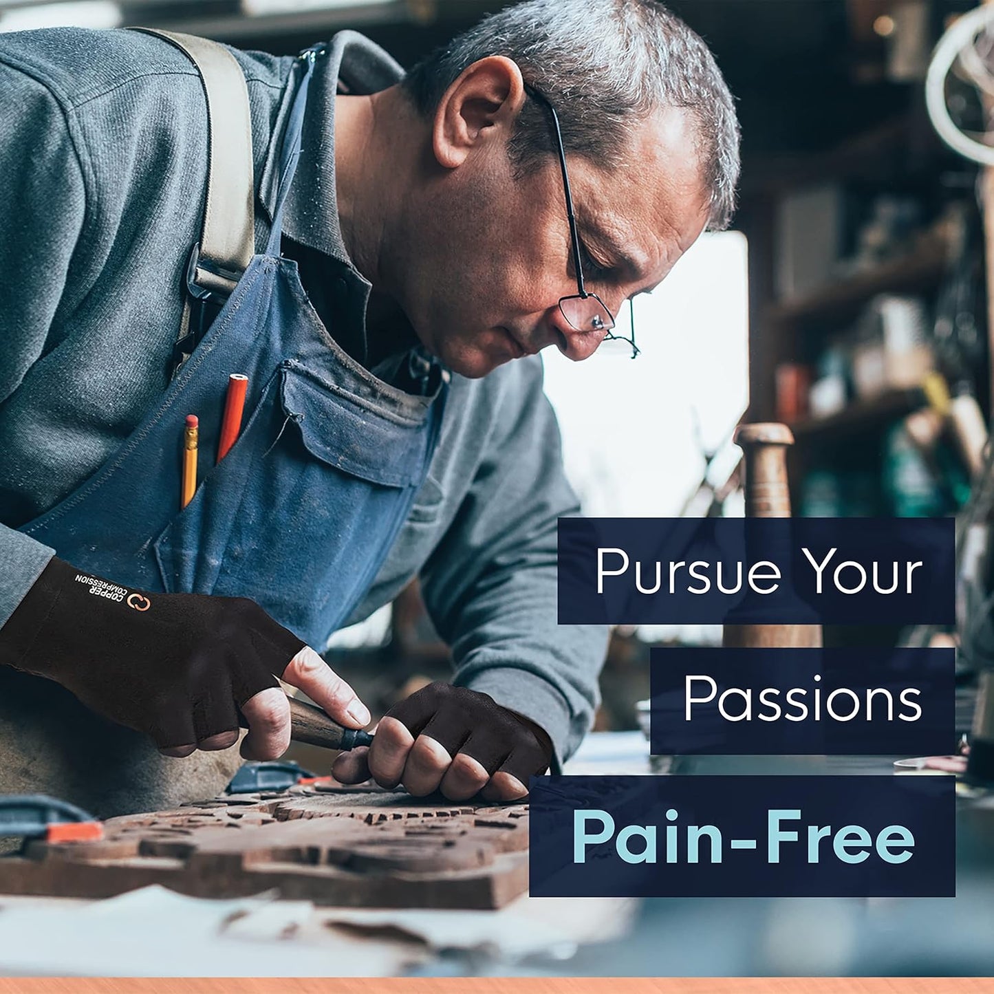 Copper Compression Arthritis Gloves | Fingerless Arthritis Carpal Tunnel Pain Relief Gloves For Men & Women | Hand Support Wrist Brace For Rheumatoid, Tendonitis, Swelling, Crocheting 2 Pairs Black L