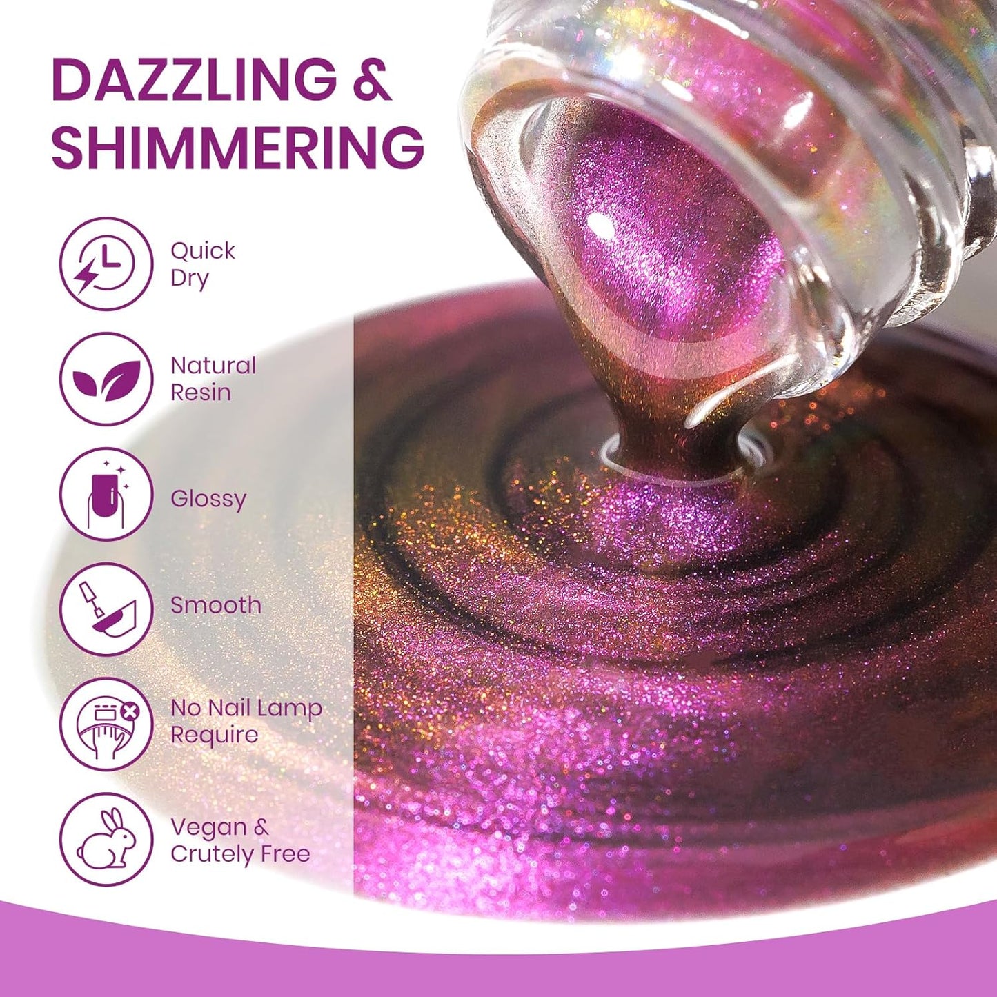 Magnetic Nail Polish Quick Dry Cat Eye Nail Polish Non Gel for Fingernail Air Drying Fast Lacquer Manicure Gift For Women Girls 16ml, 0.54fl oz