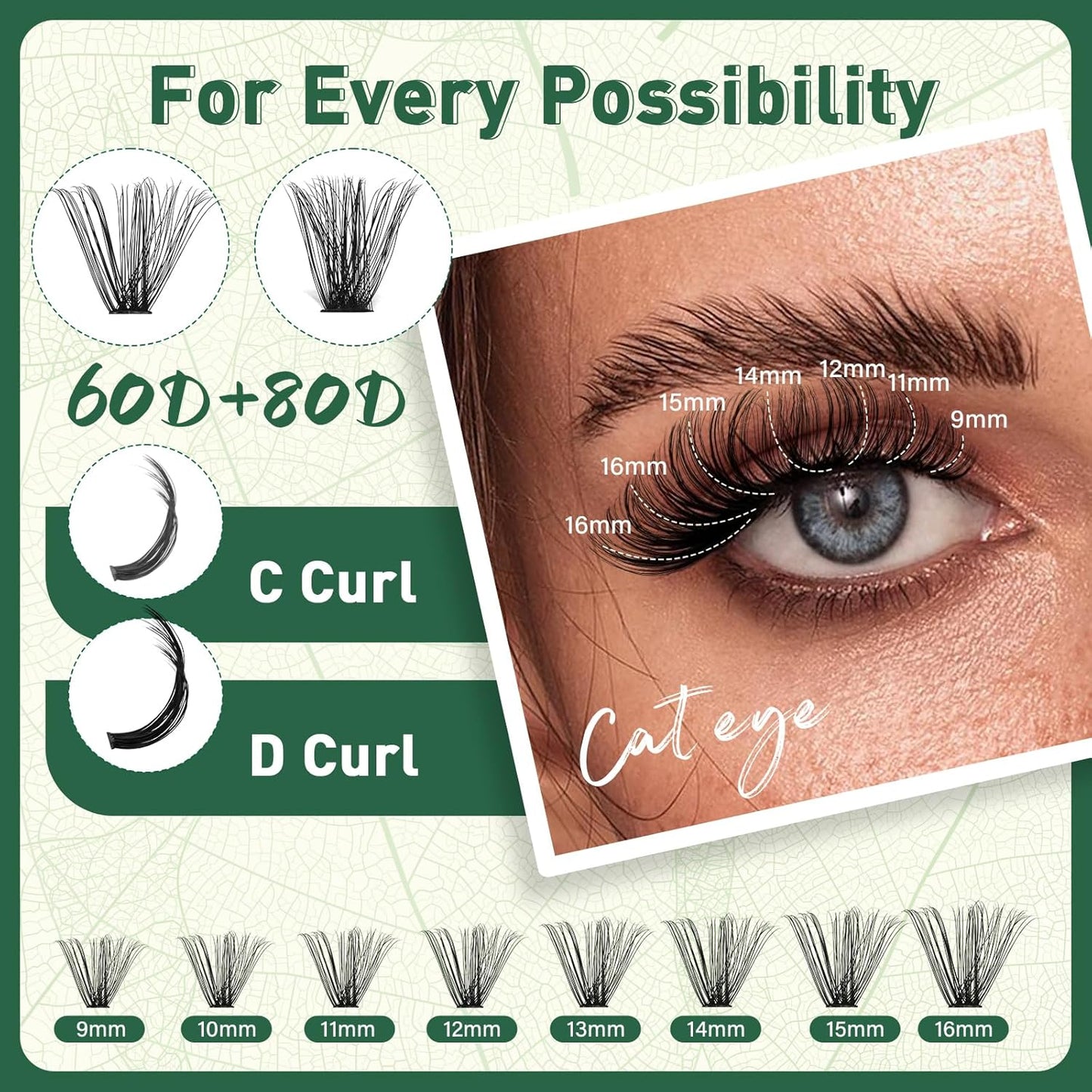 Lash Clusters 280Pcs Eyelash Clusters KEYYOU 60D+80D C Curl 9-16MIX Clusters Lashes Thick Super Soft Wispy DIY Eyelash Extension at Home(60D+80D-C,9-16MIX)