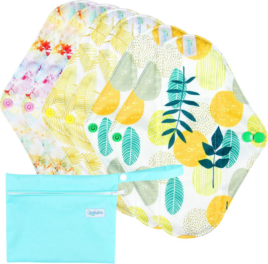 Leekalos Reusable Cloth Mini Wet Bags - Bamboo Reusable Sanitary Pads | Light Incontinence Pads - Pack of 6