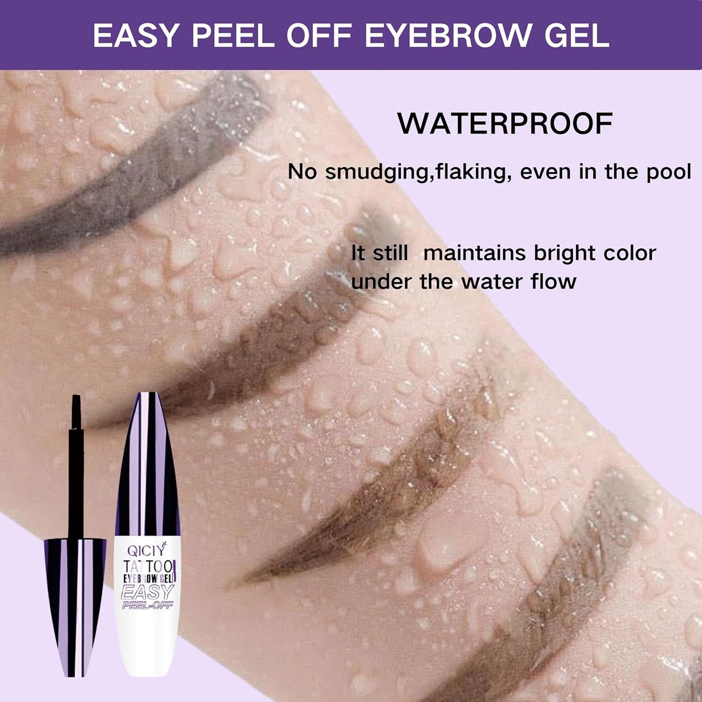2 Pcs Dark Brown Easy Peel Off Eyebrow Gel, Tattoo Eyebrow Tint, Waterproof & Sweatproof Peel Off Tinted Eyebrow, Long-lasting Natural Color Up to 3 Days, Eyebrow Tattoo for All Skin Types (#01)