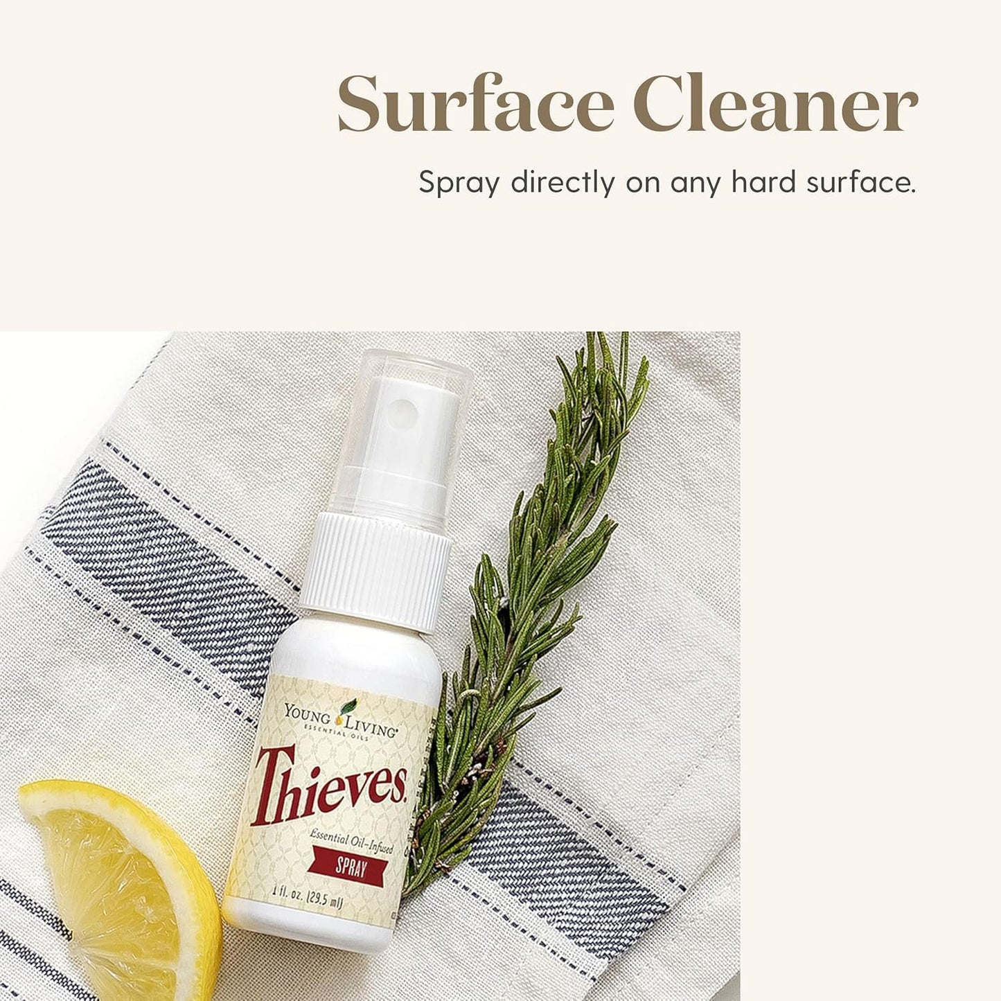 Young Living Thieves Spray | 1 oz | Portable Cleaner Spray, Formulated with Water & Alcohol, Ideal for Travel Essentials & Home; Fits in Backpack, Luggage, or Purse | 2 Pack