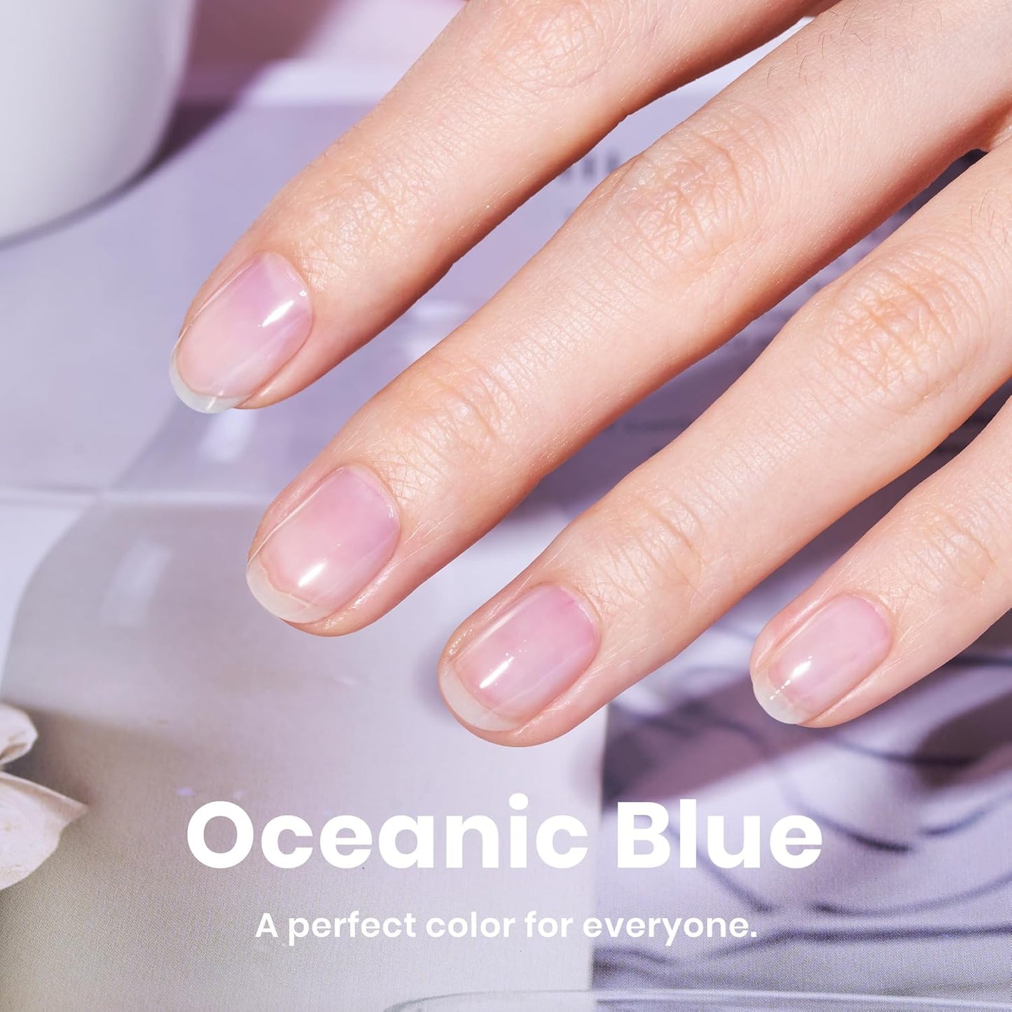 Beetles Nail Strengthener - Oceanic Blue Nail Concealer Air Dry Natural Nail Strengthener and Growth for Damaged Thin Nails Repair Weak Nails Fingernail Strengthening Women Gift 0.51 FL OZ