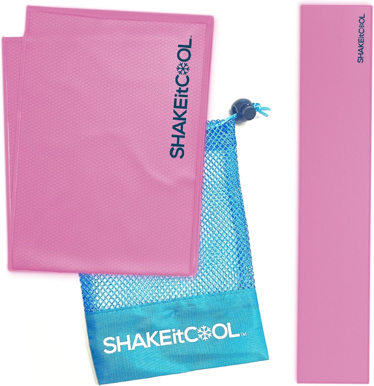 SHAKEitCOOL Original Cooling Towel – Be Cool in Style - Heat Relief, Soft, Lightweight, Sun Protection, Easy Clean - Perfect for Biking, Running, Yoga, Gym, Gardening - Pink