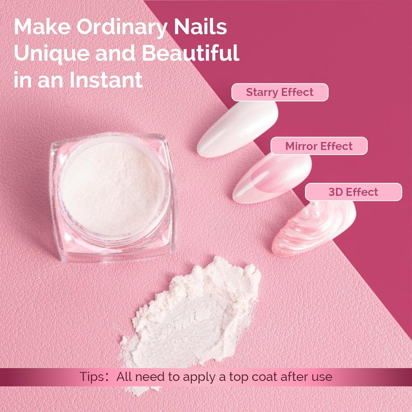 MelodySusie White Chrome Nail Powder for Gel Nails,Pearl Powder Mirror Effect Pigment Pearlescent Mermaid Pigment Pearl Glitter for Home DIY Salon Use Visit The MelodySusie Store