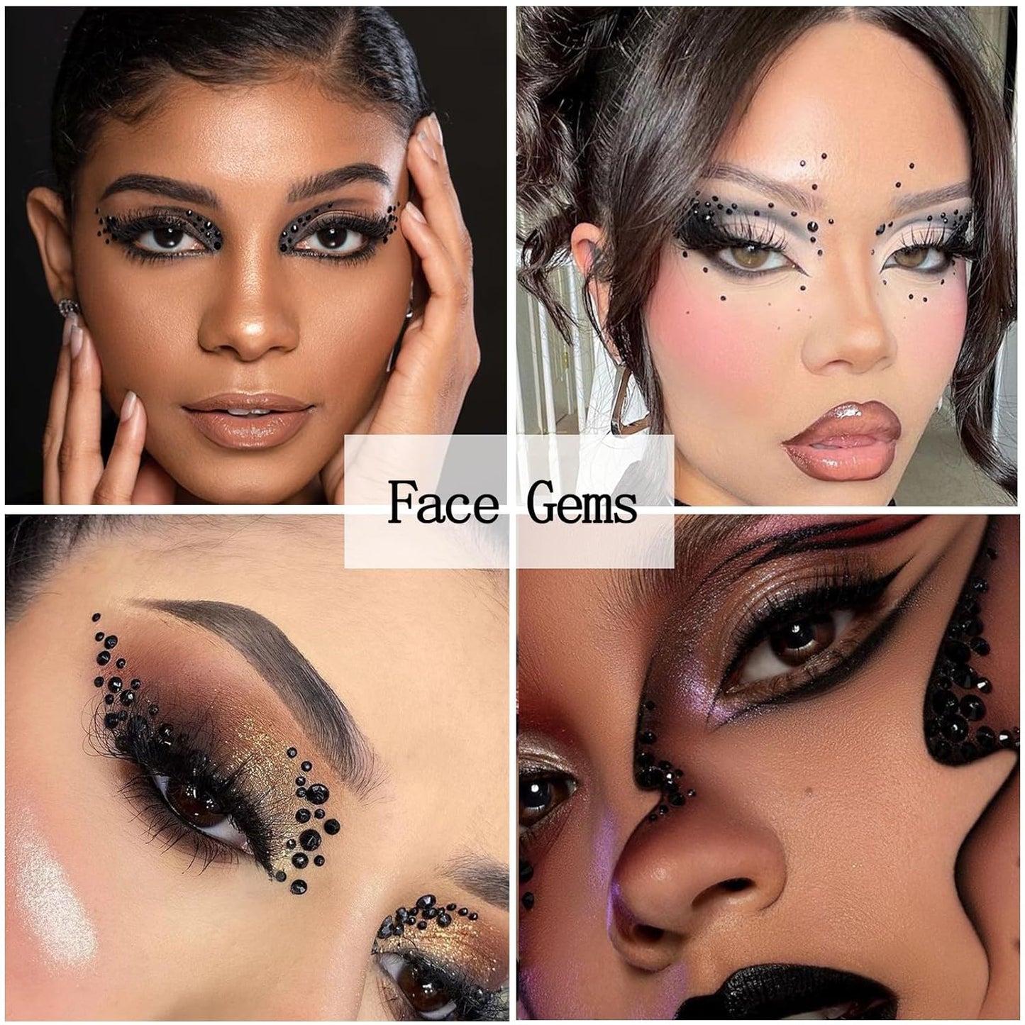 Nail Art Rhinestones with Glue Gel Flatback Nail Charms Luxurious Supplies Accessories Champagne Nails Gems Jewelry for Women Nails DIY Design Decoration,Black